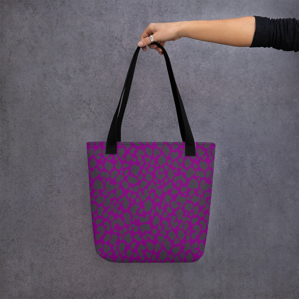 PURPLE LEOPARD TOTE BAG