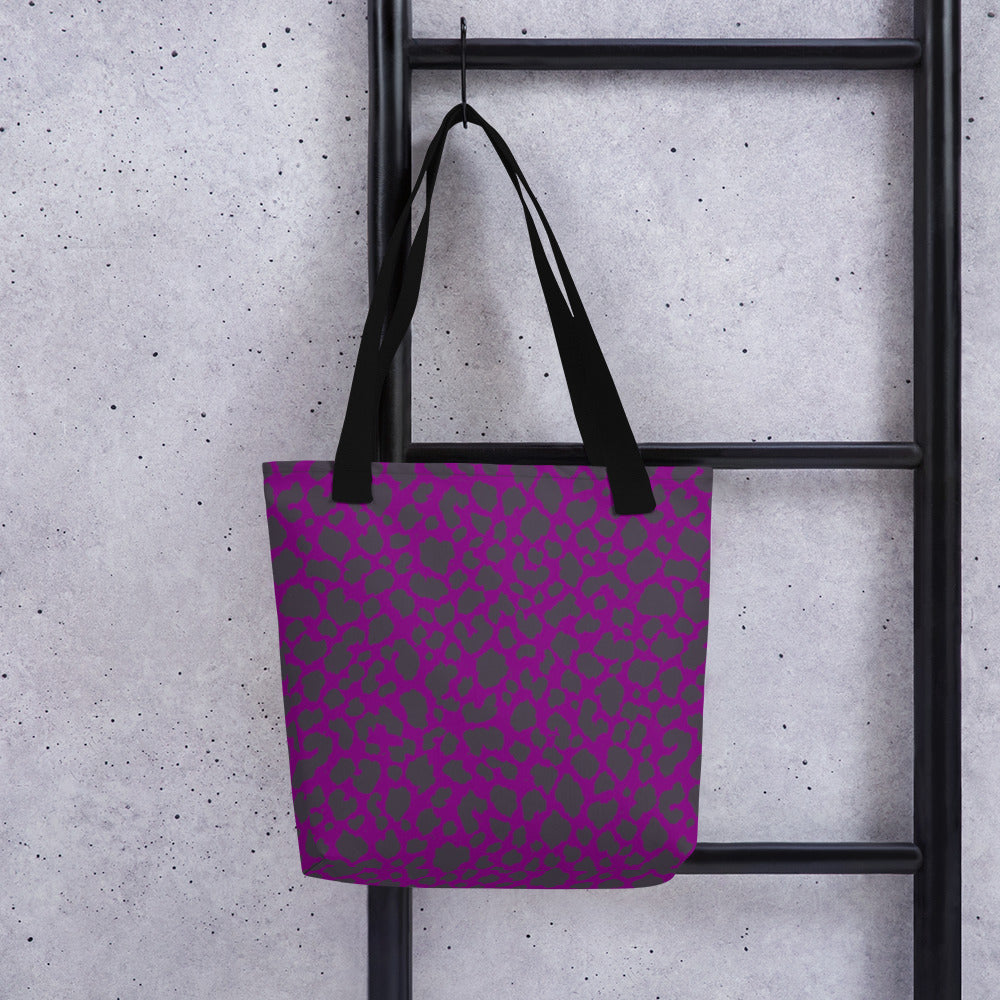 PURPLE LEOPARD TOTE BAG
