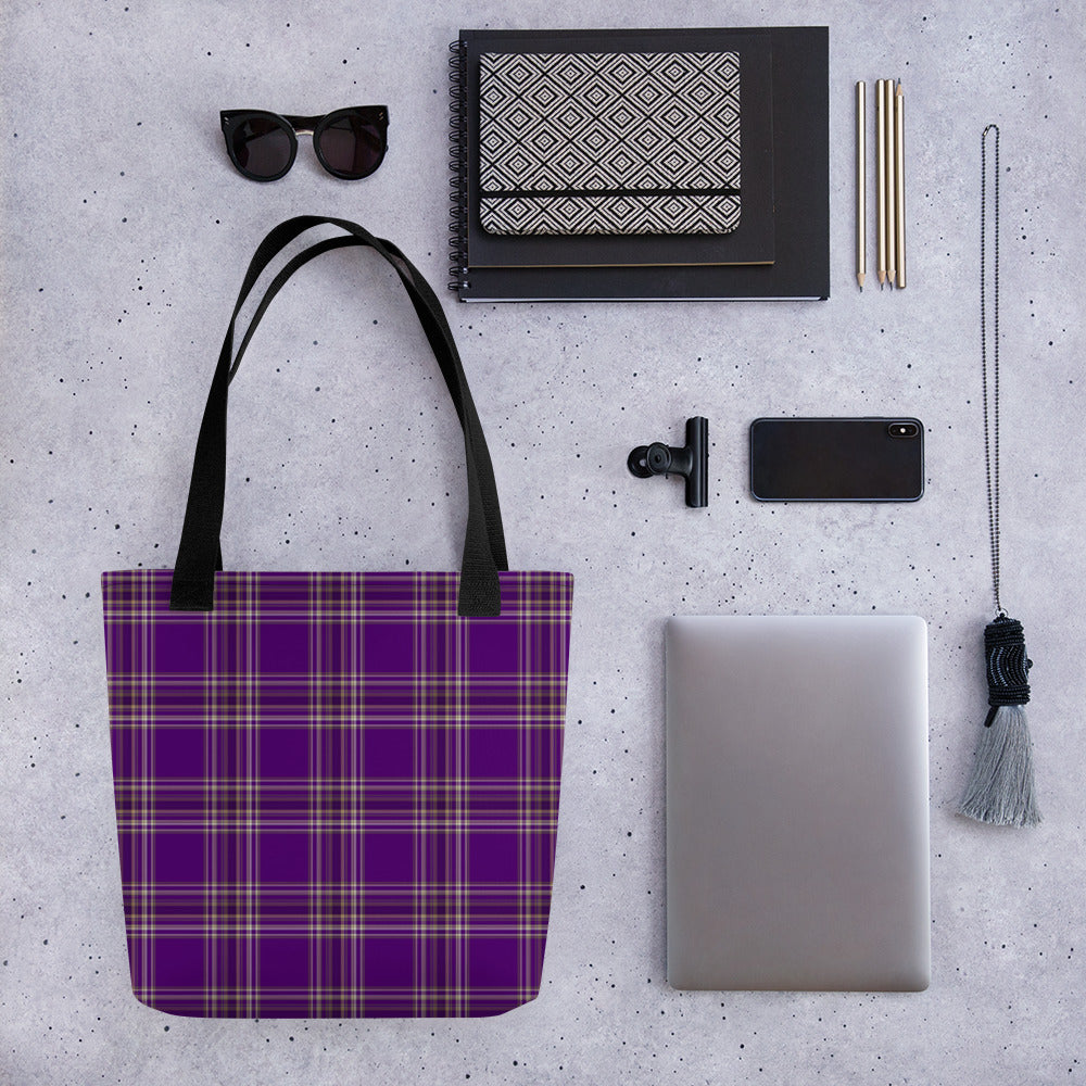 PURPLE PLAID TOTE BAG