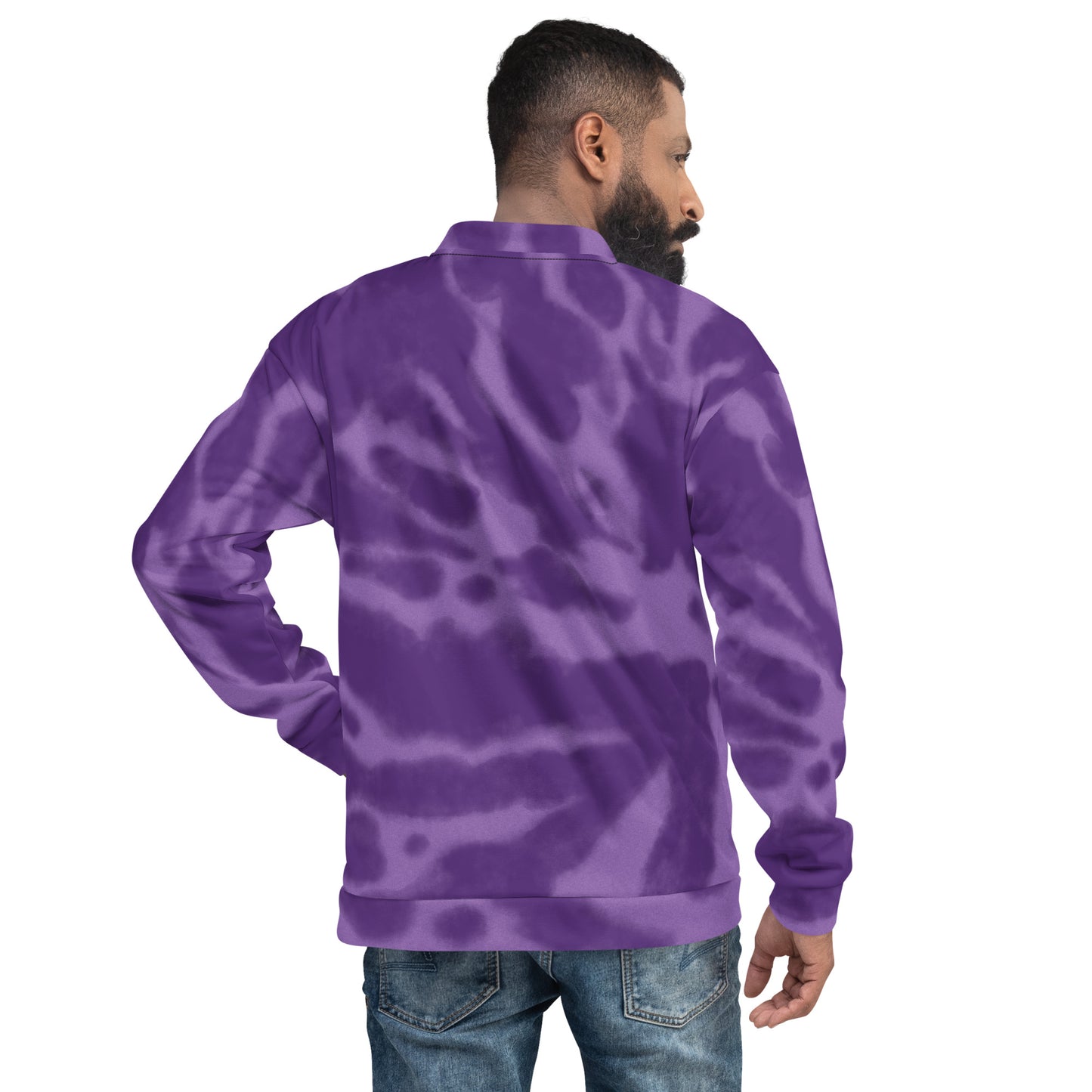 PURPLE TIE DYE UNISEX BOMBER JACKET