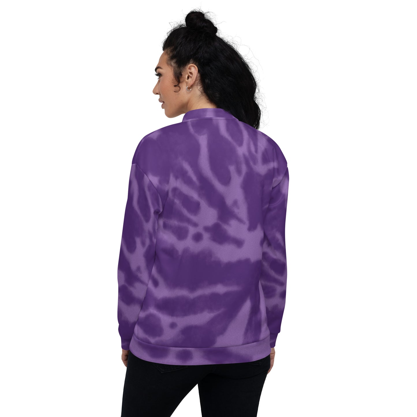 PURPLE TIE DYE UNISEX BOMBER JACKET