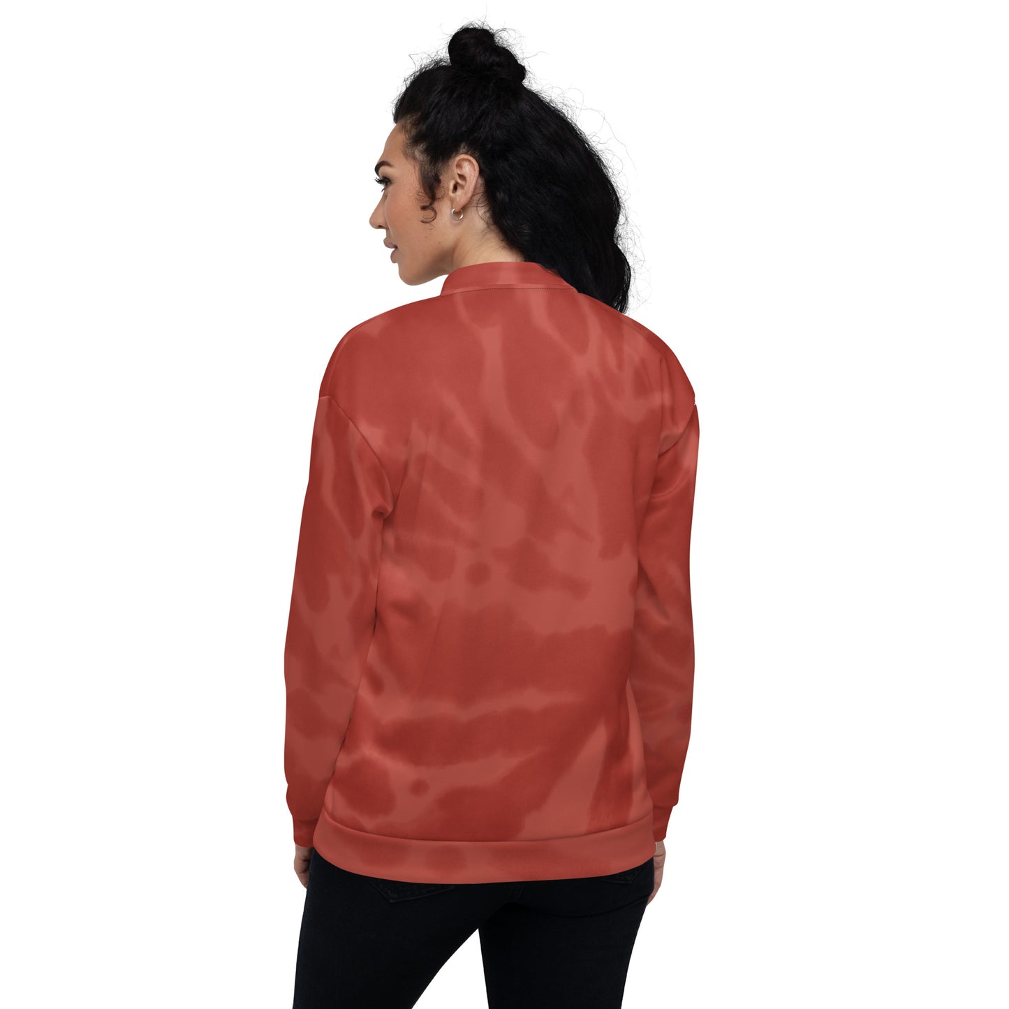 RED TIE DYE UNISEX BOMBER JACKET