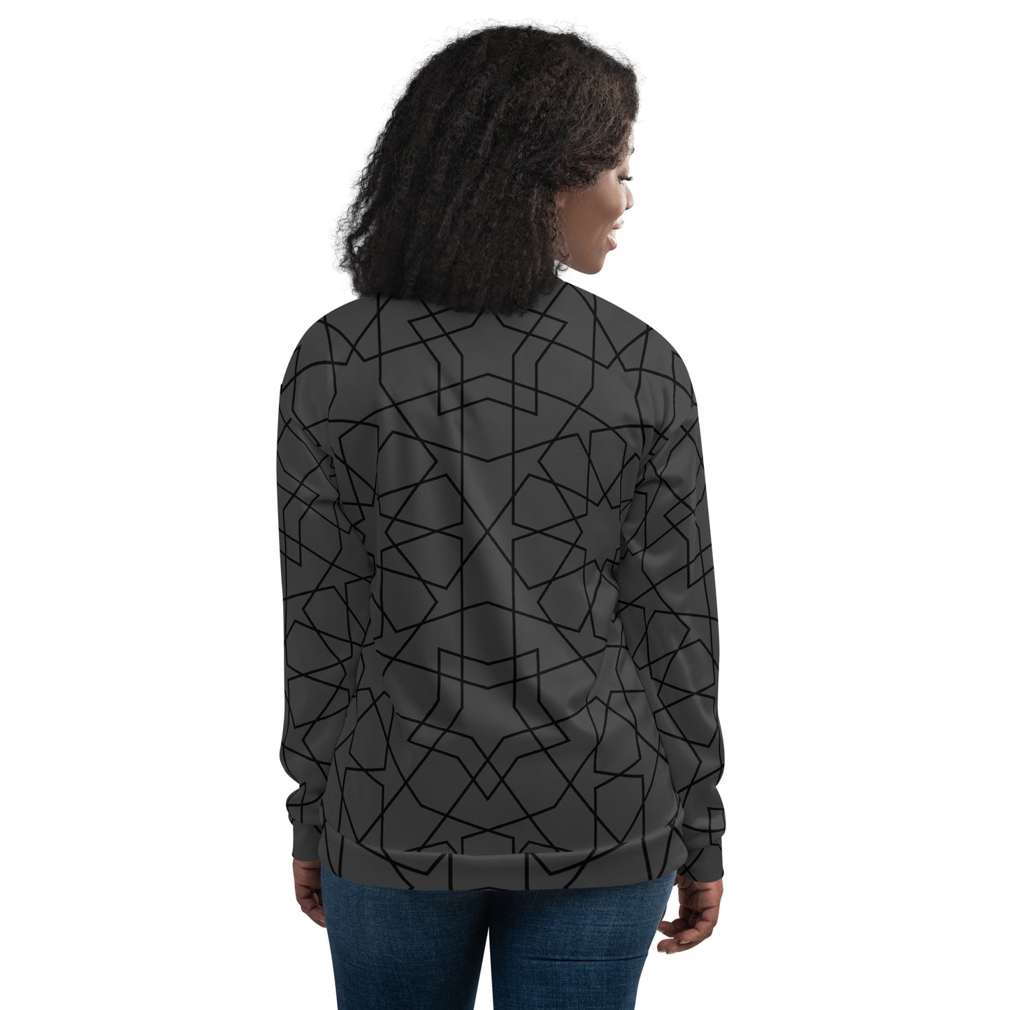 ABSTRACT GREY UNISEX BOMBER JACKET