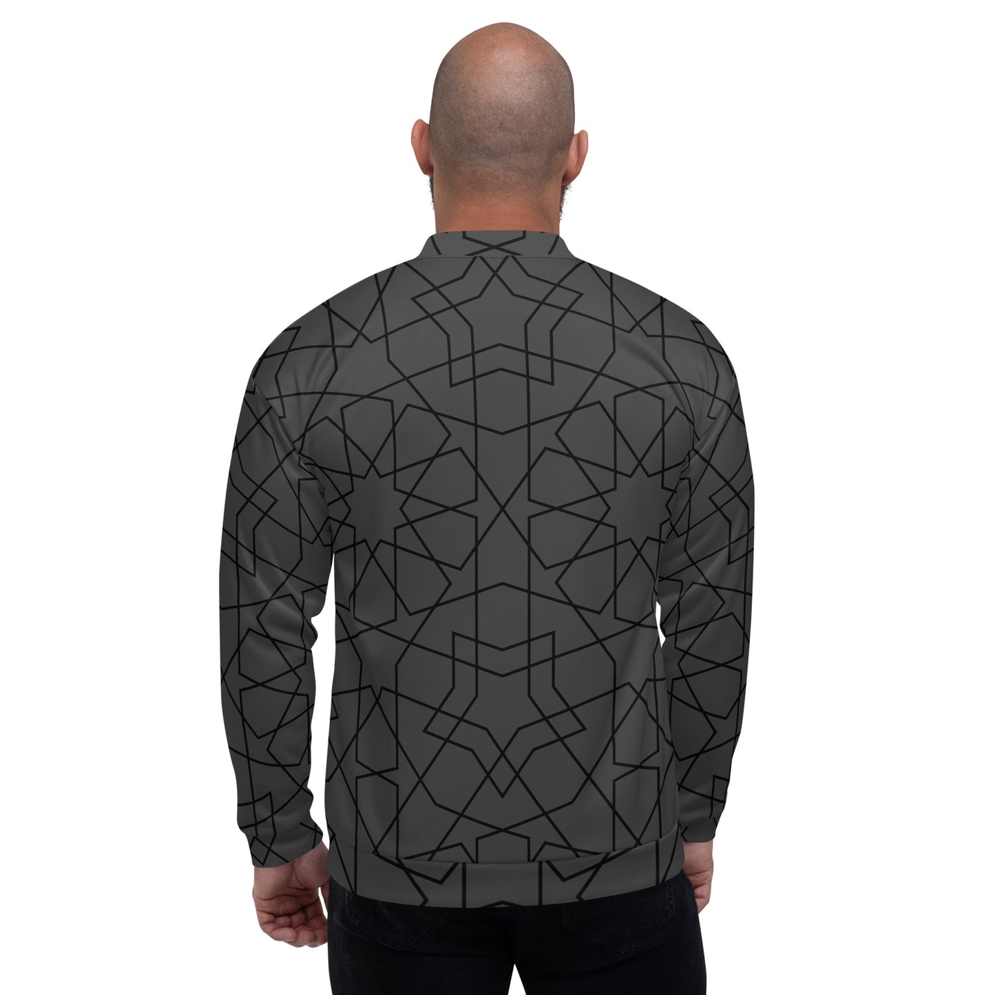 ABSTRACT GREY UNISEX BOMBER JACKET