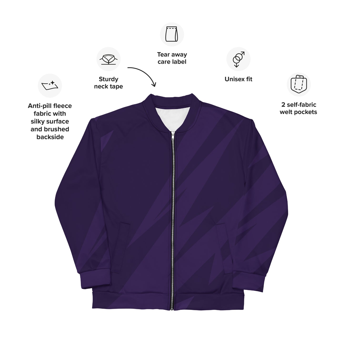 PURPLE BOLT UNISEX BOMBER JACKET