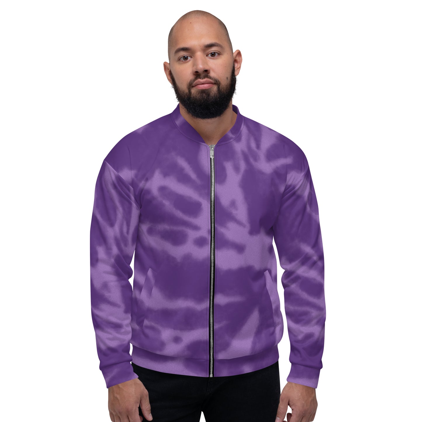 PURPLE TIE DYE UNISEX BOMBER JACKET