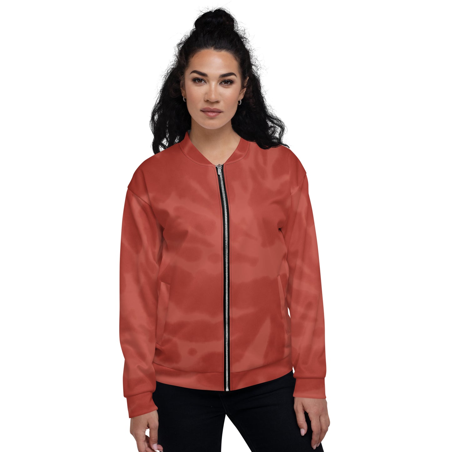 RED TIE DYE UNISEX BOMBER JACKET