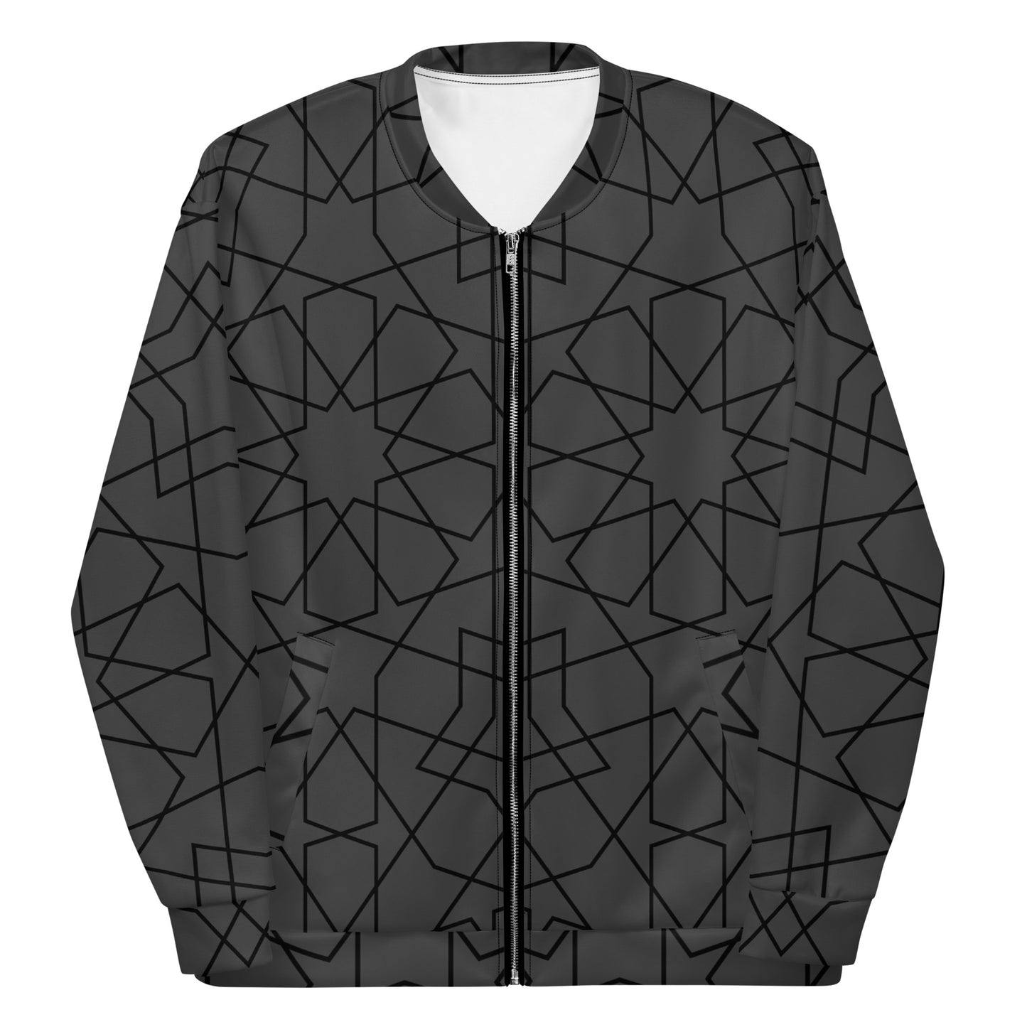 ABSTRACT GREY UNISEX BOMBER JACKET