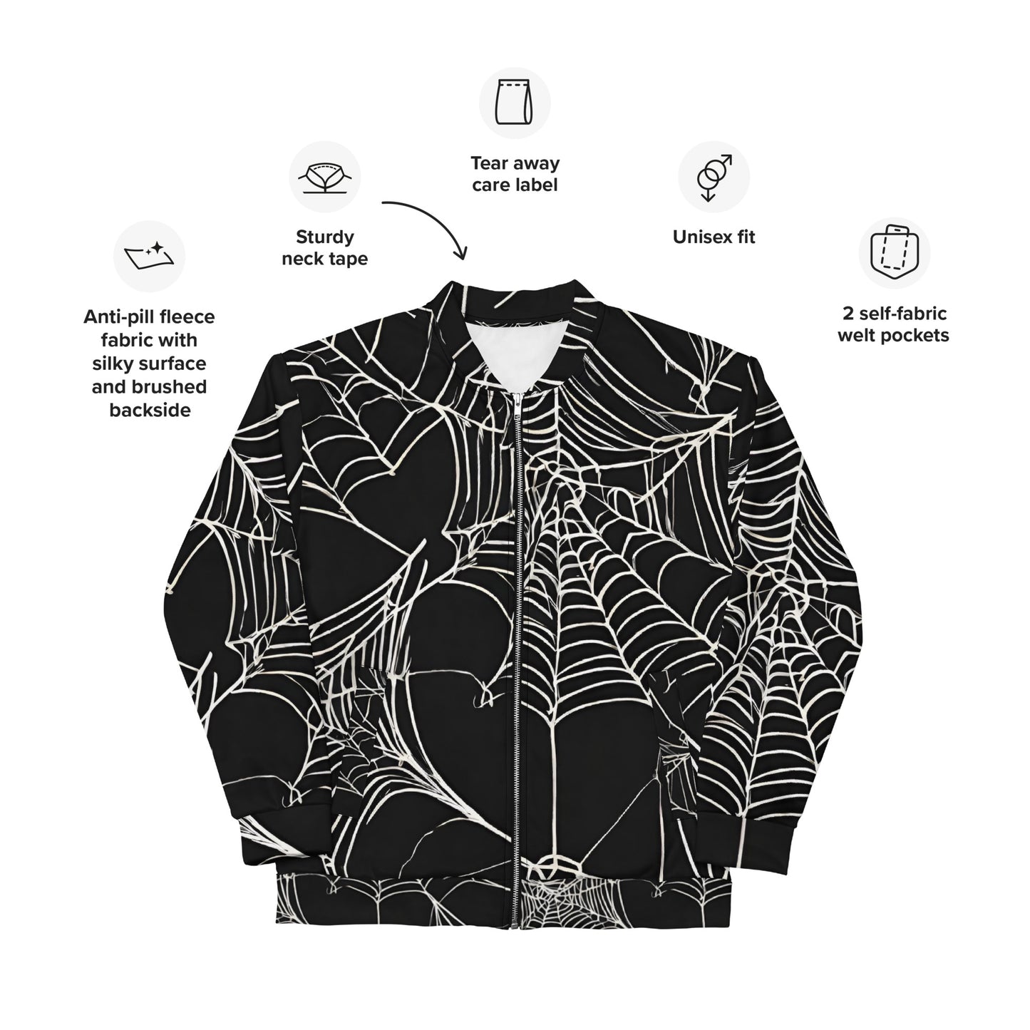 WEB OF LIES UNISEX BOMBER JACKET
