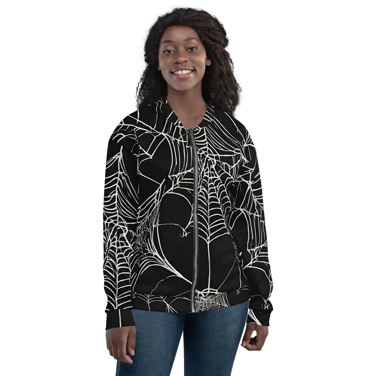 WEB OF LIES UNISEX BOMBER JACKET