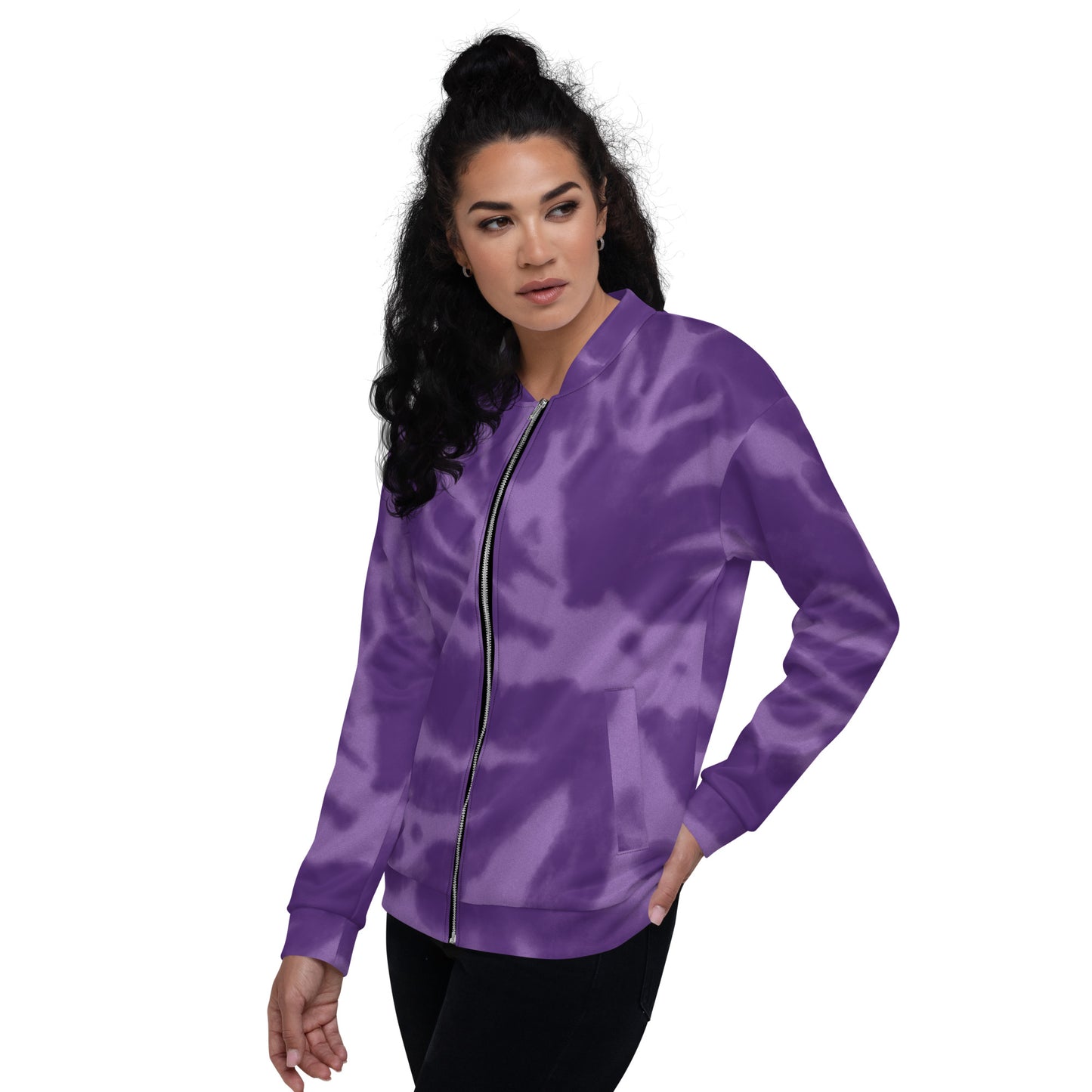 PURPLE TIE DYE UNISEX BOMBER JACKET