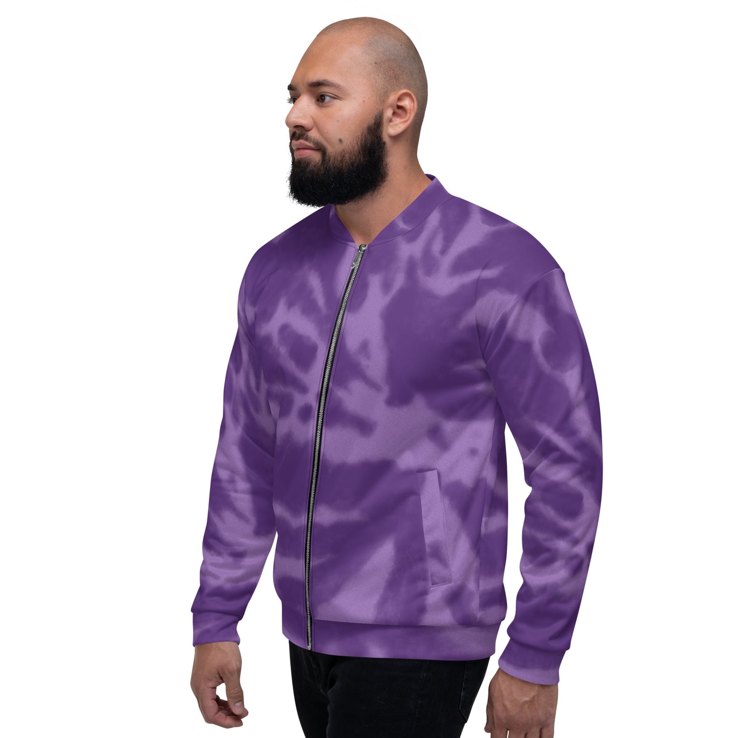 PURPLE TIE DYE UNISEX BOMBER JACKET