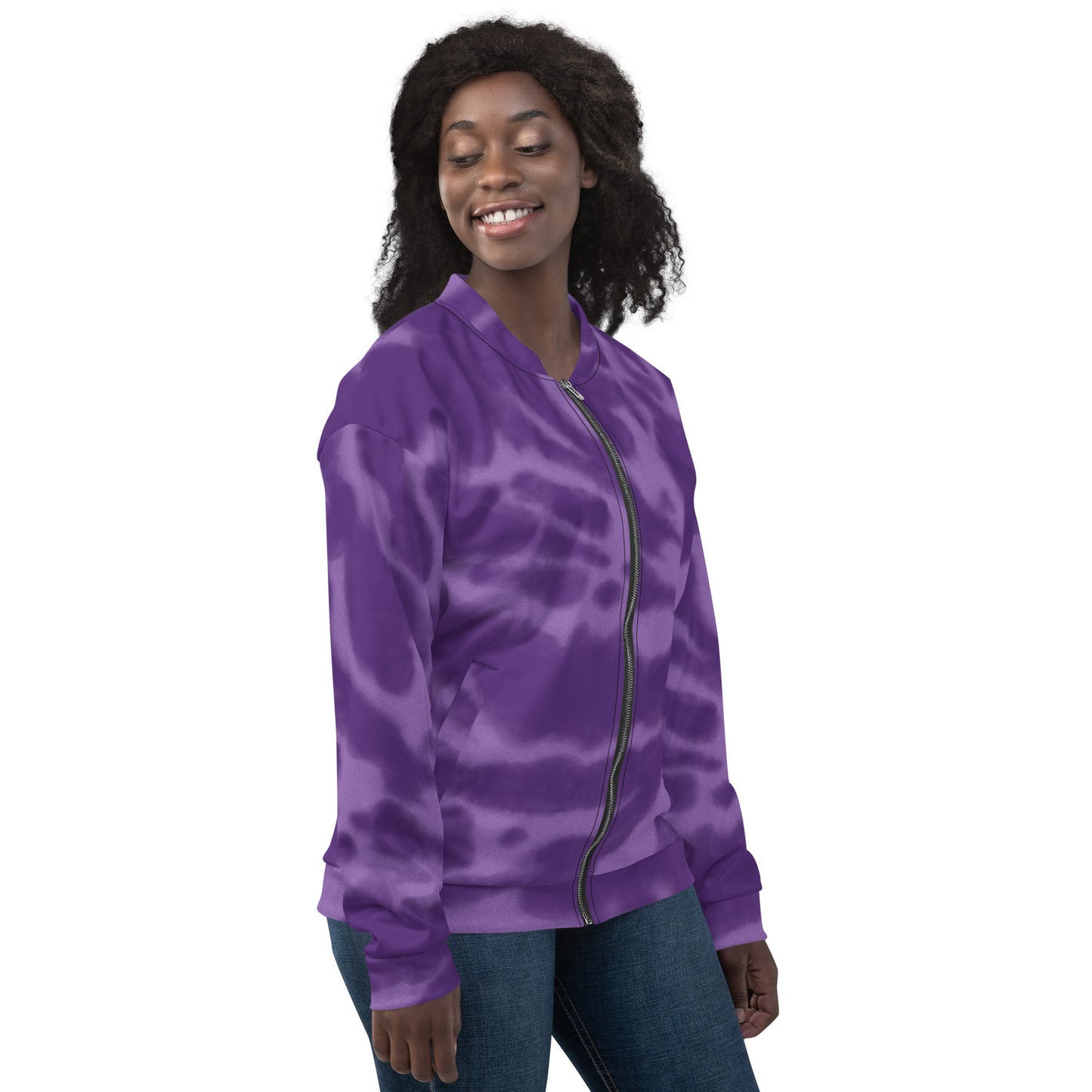 PURPLE TIE DYE UNISEX BOMBER JACKET