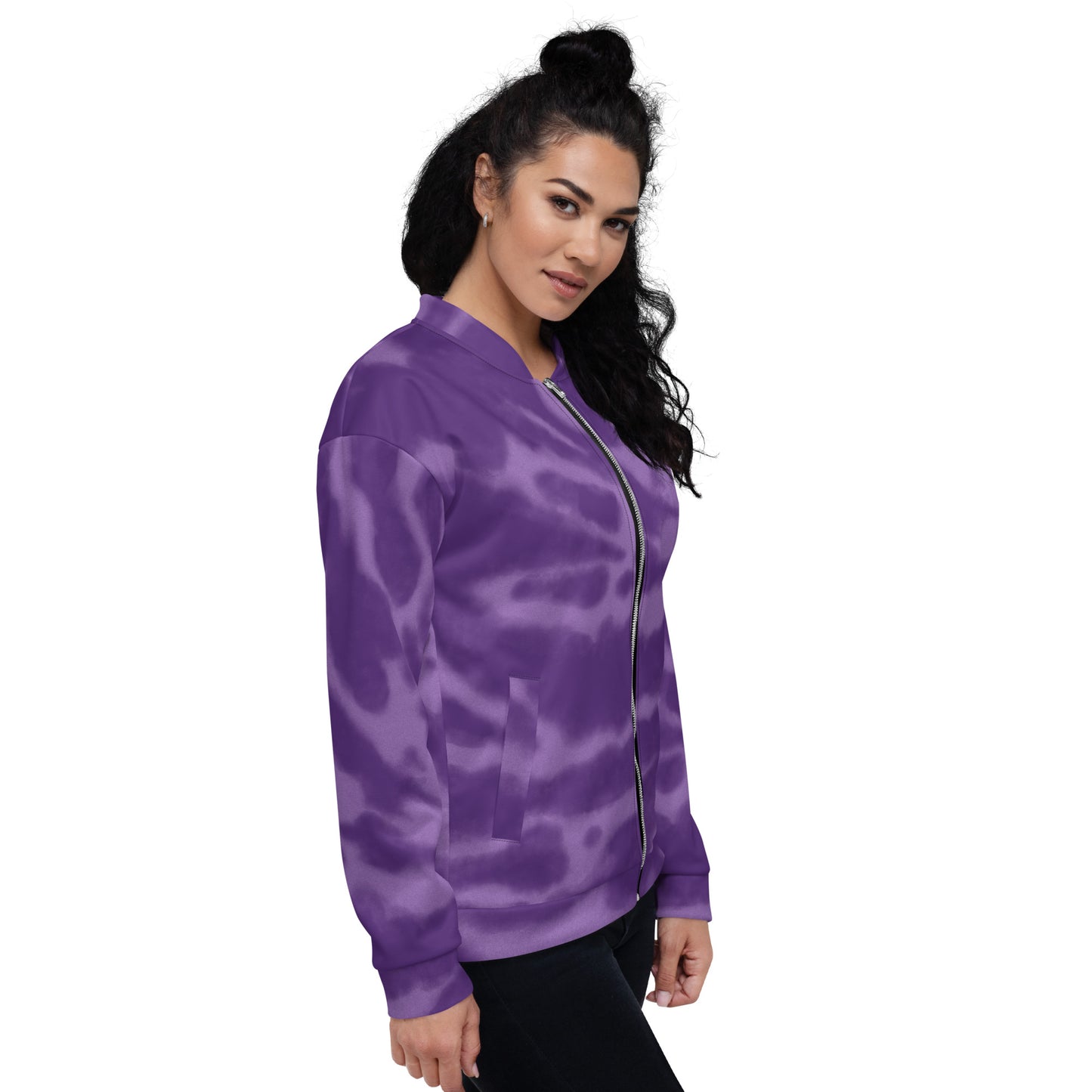 PURPLE TIE DYE UNISEX BOMBER JACKET