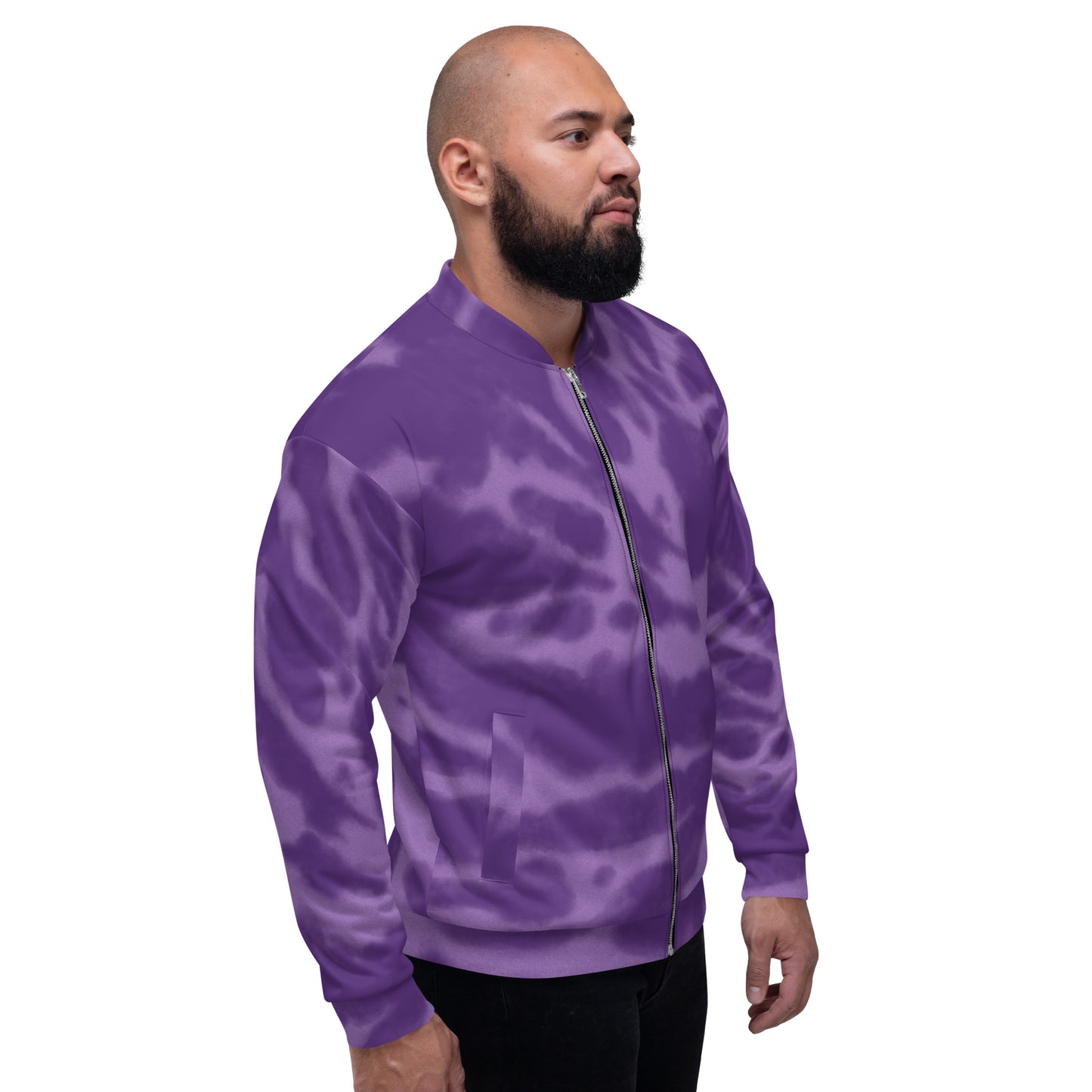 PURPLE TIE DYE UNISEX BOMBER JACKET
