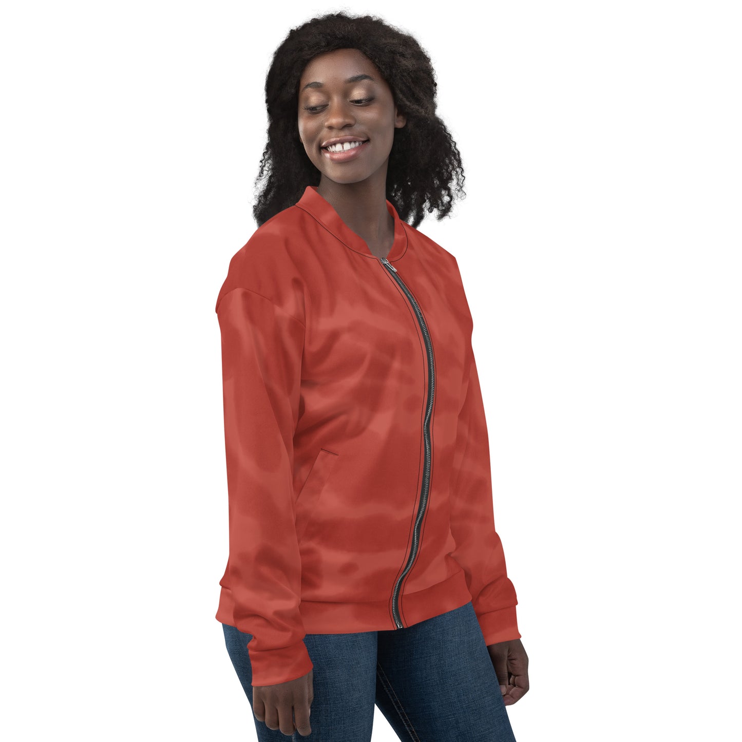 RED TIE DYE UNISEX BOMBER JACKET