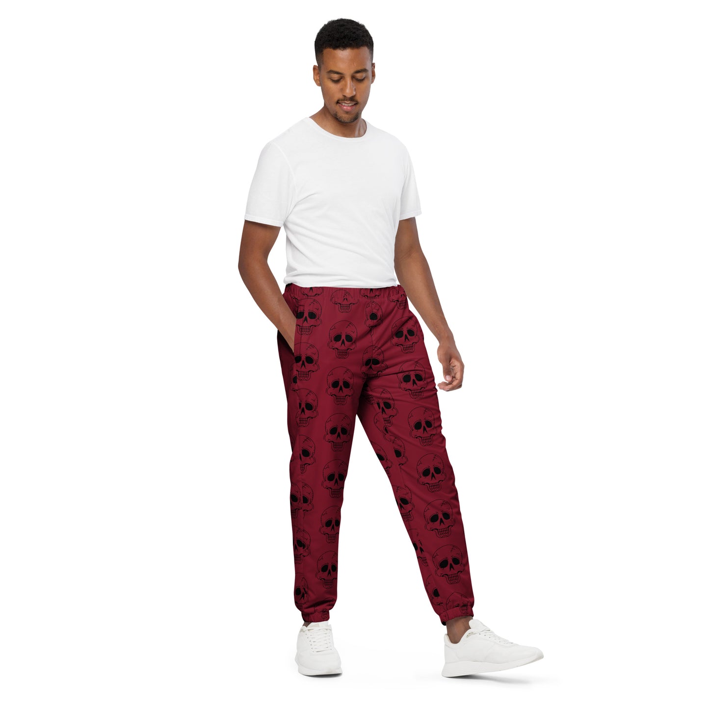 RED LAUGHING SKULL TRACK PANTS