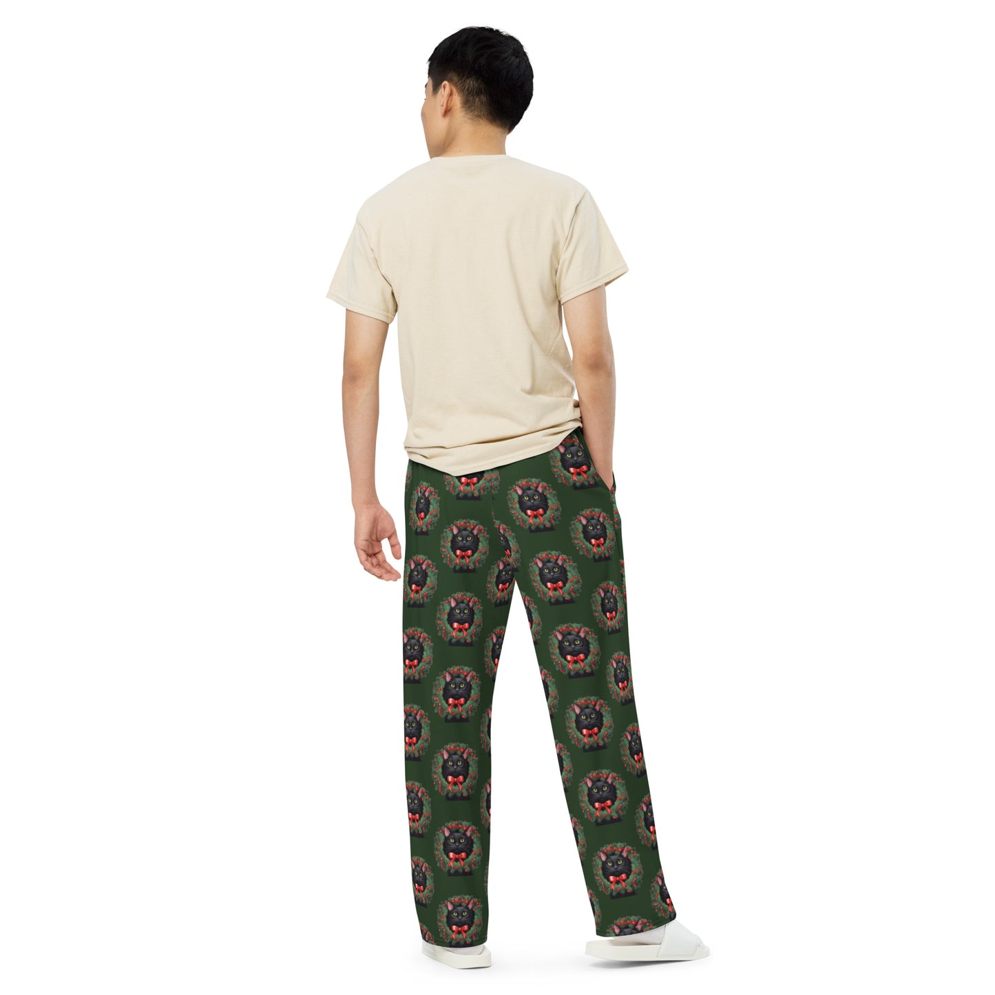 BLACK KITTY WREATH UNISEX LOUNGE PANTS