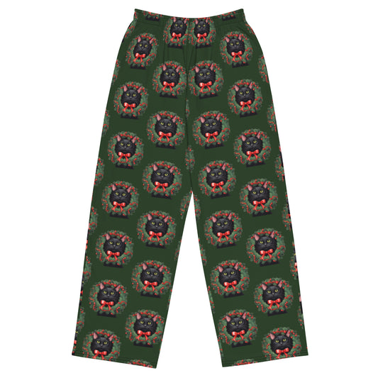BLACK KITTY WREATH UNISEX LOUNGE PANTS