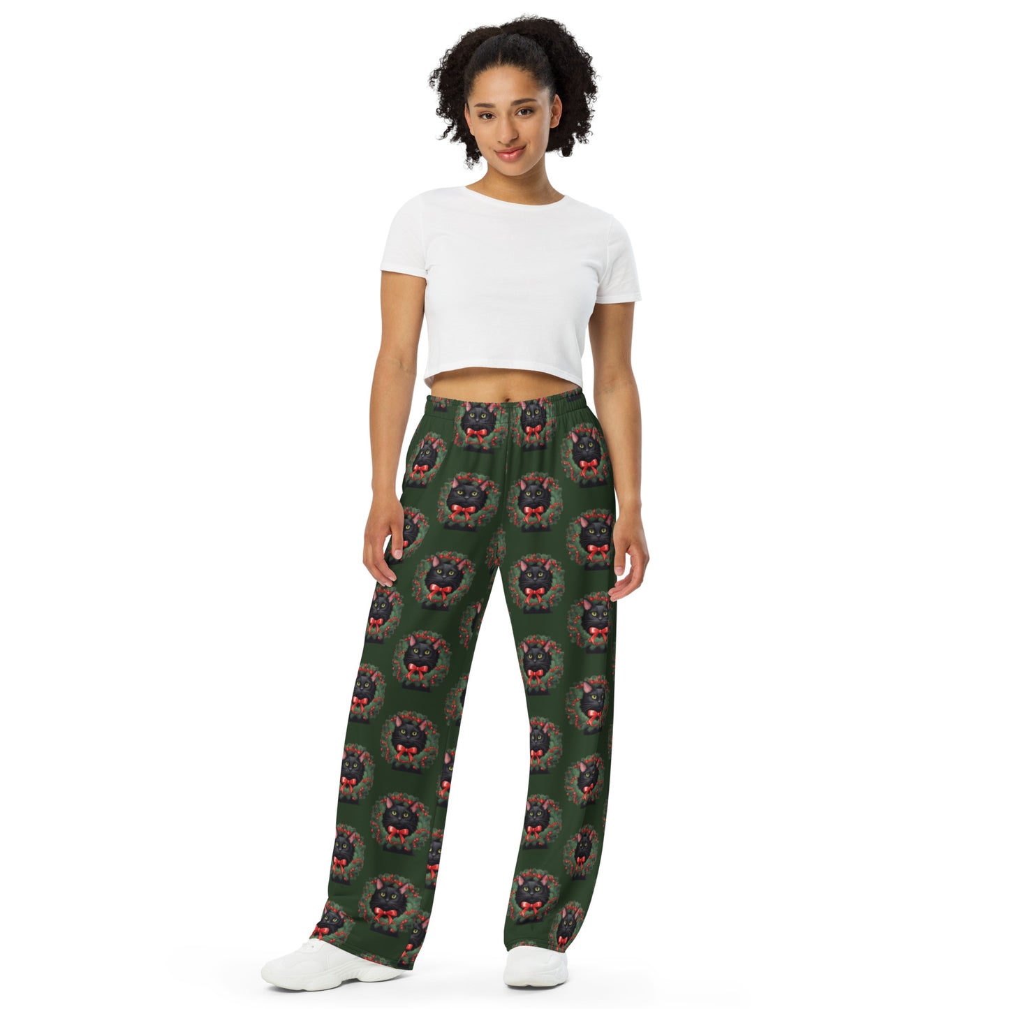 BLACK KITTY WREATH UNISEX LOUNGE PANTS