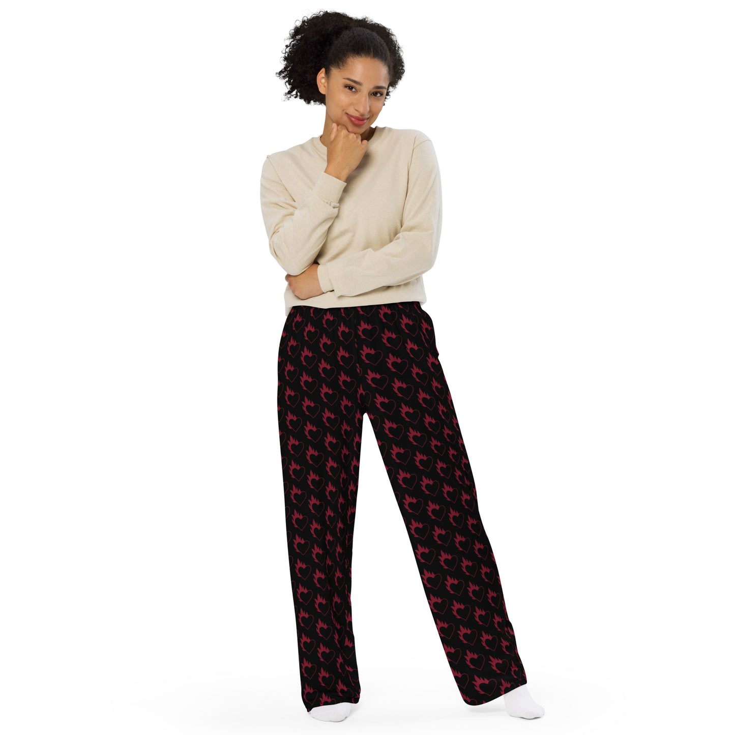 FLAMING HEART UNISEX LOUNGE PANTS