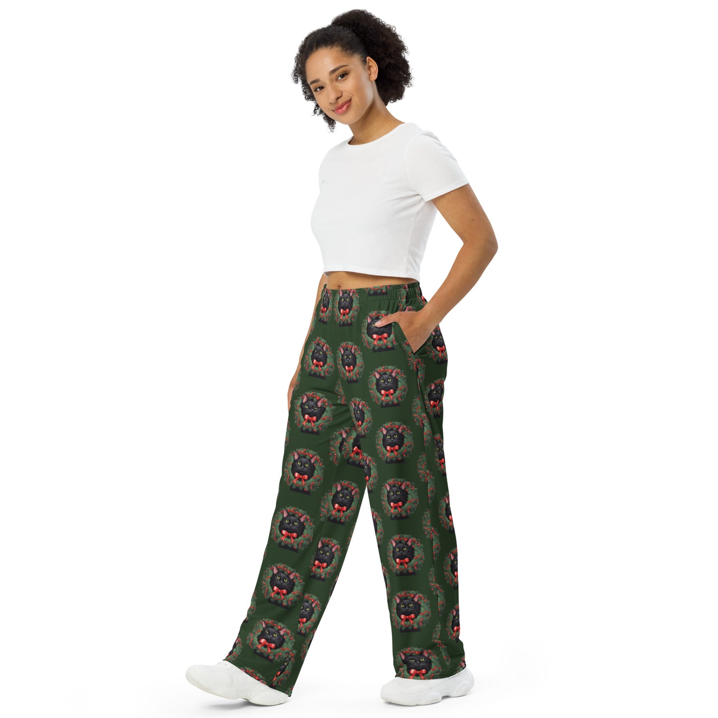 BLACK KITTY WREATH UNISEX LOUNGE PANTS