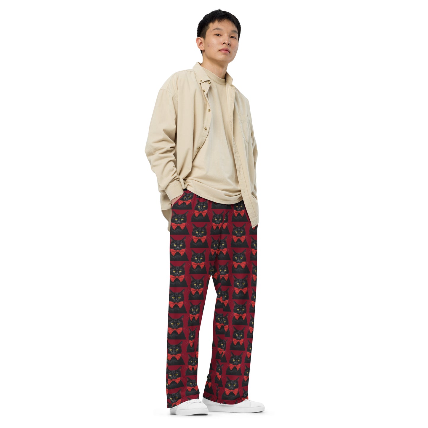 BLACK KITTY BOW UNISEX LOUNGE PANTS
