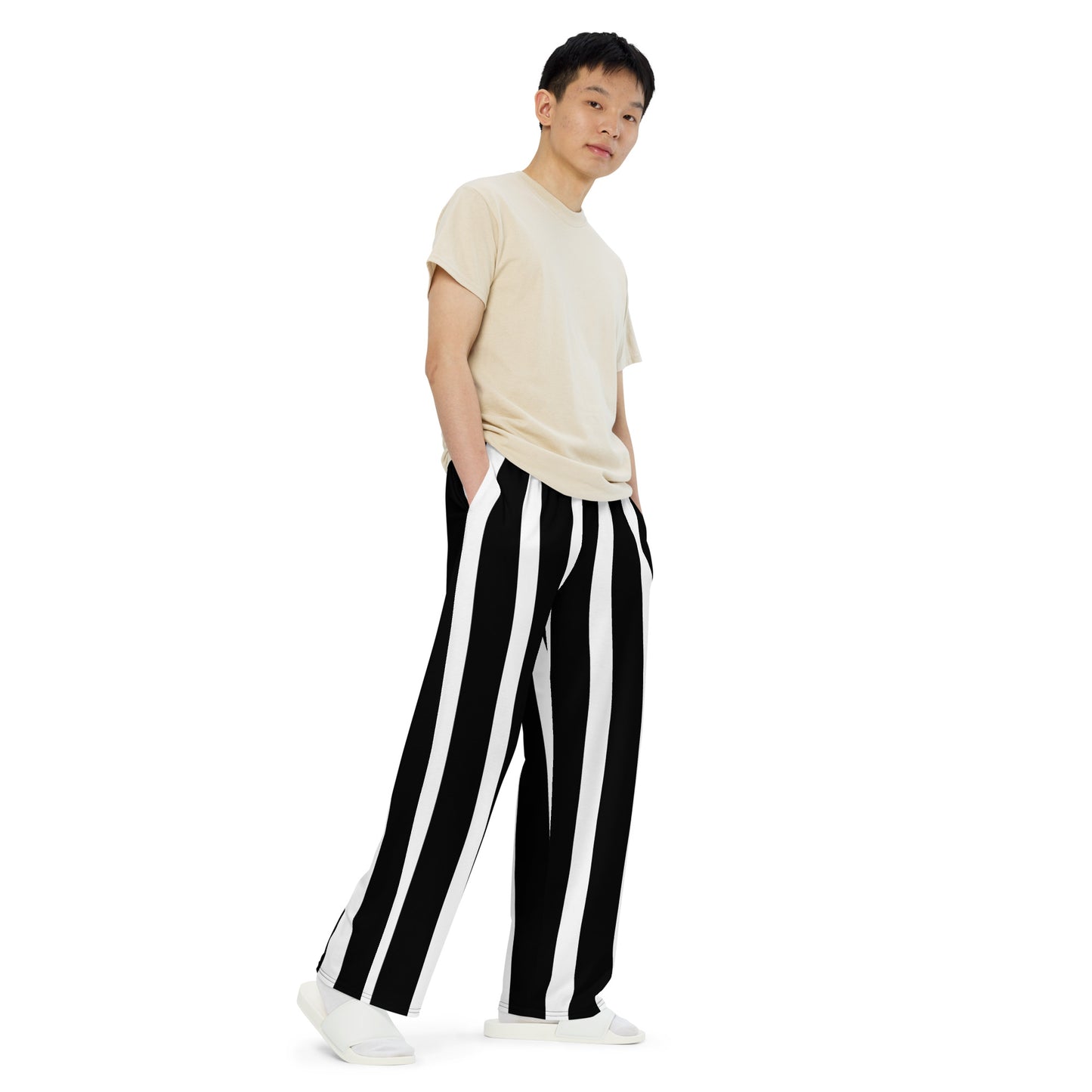 BLACK & WHITE STRIP UNISEX LOUNGE PANTS