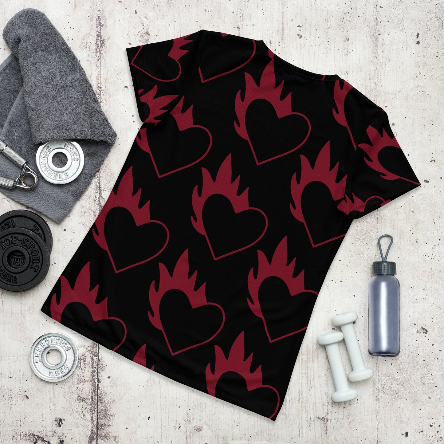 FLAMING HEART ATHLETIC TEE