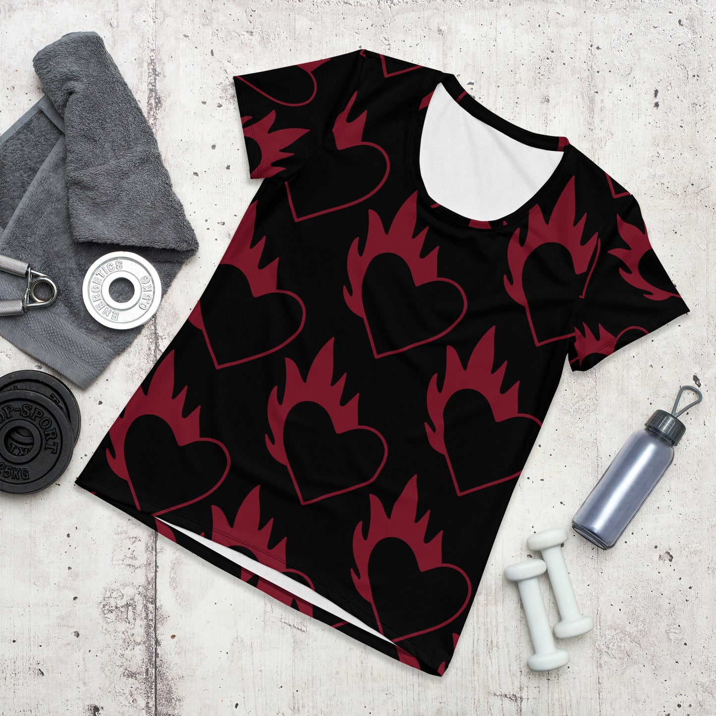 FLAMING HEART ATHLETIC TEE