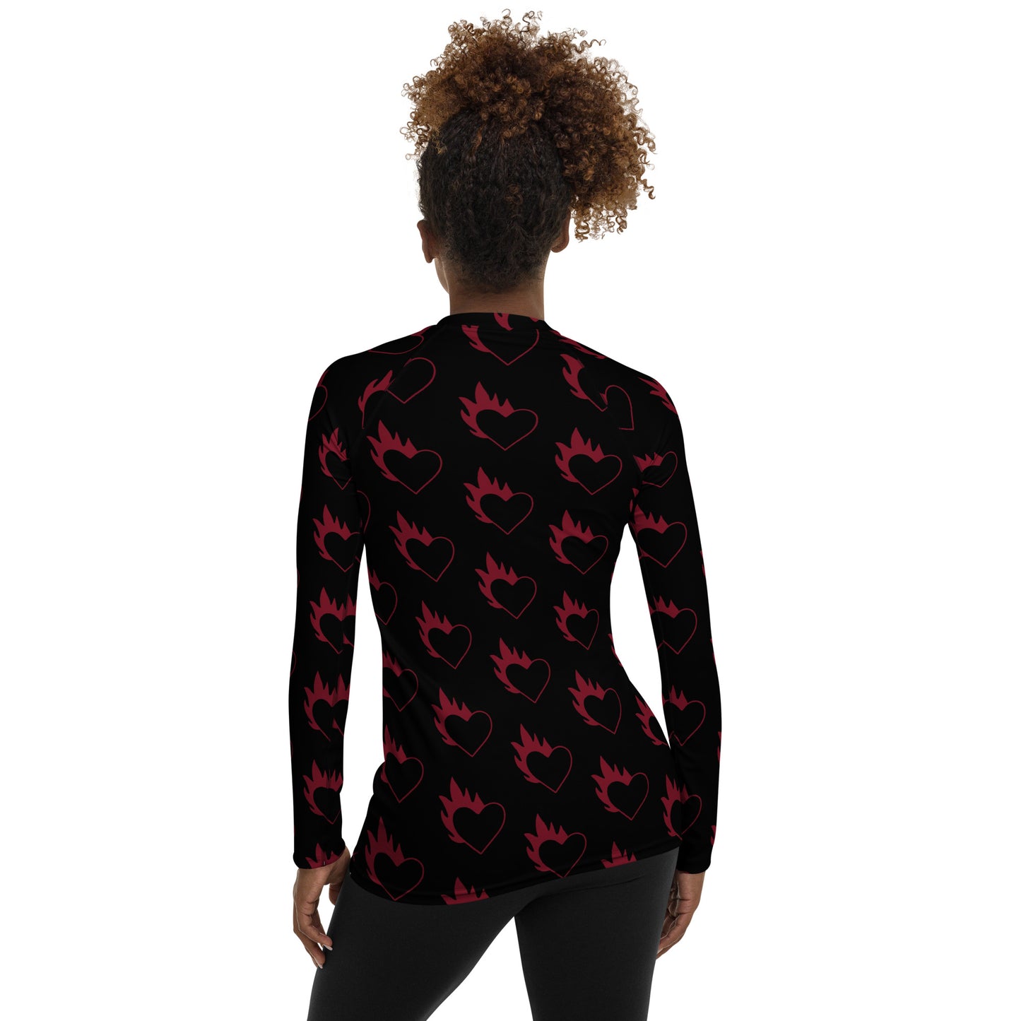 FLAMING HEART WOMEN'S RASH GUARD