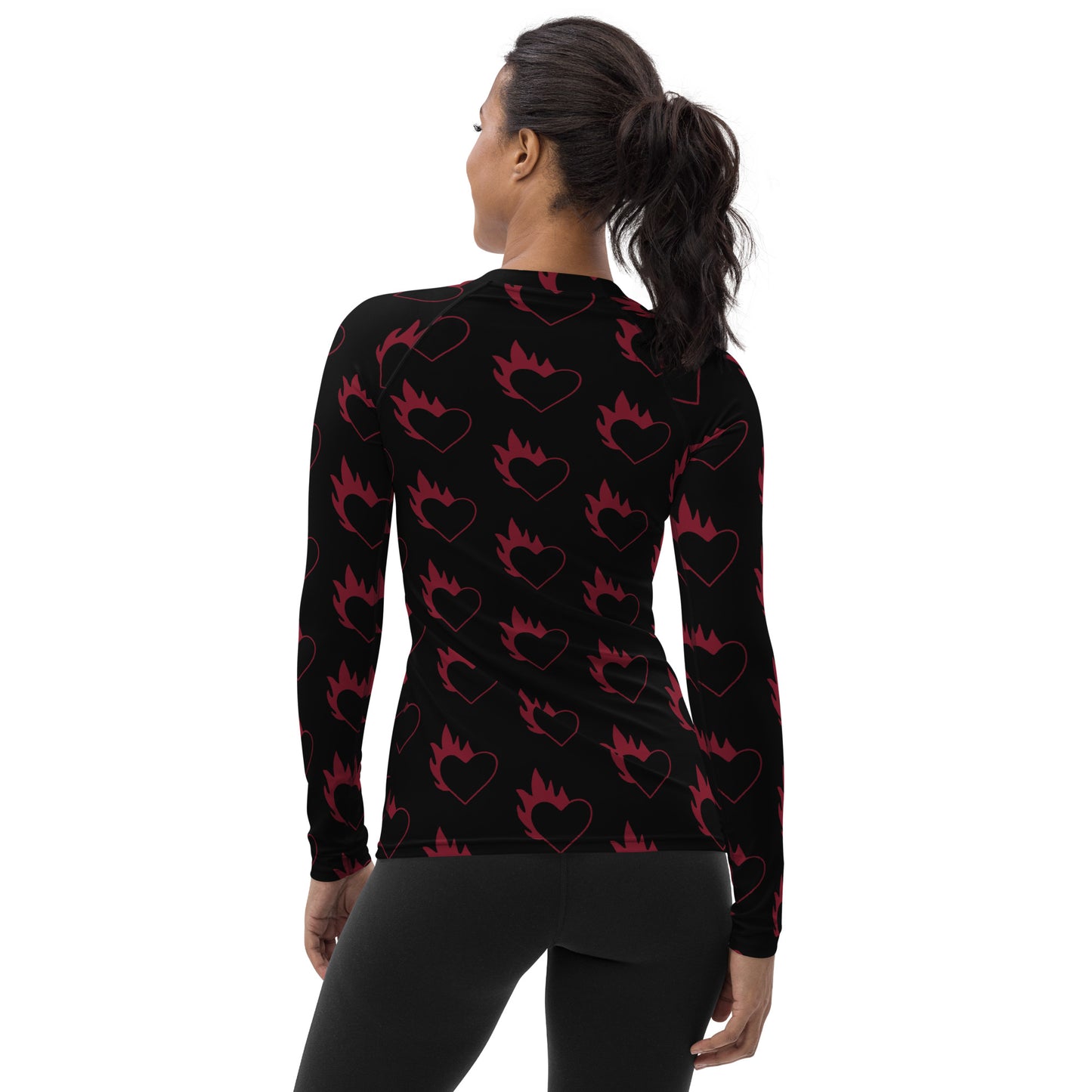 FLAMING HEART WOMEN'S RASH GUARD
