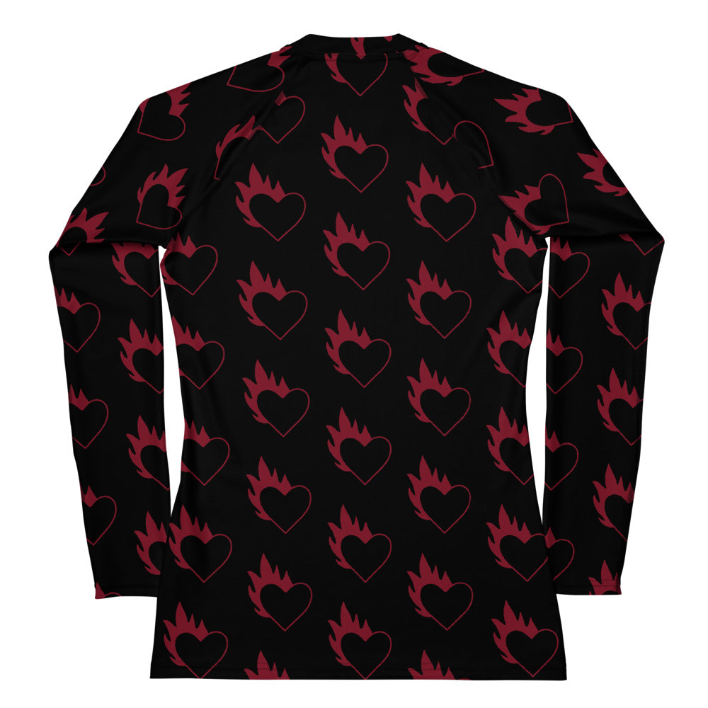 FLAMING HEART WOMEN'S RASH GUARD