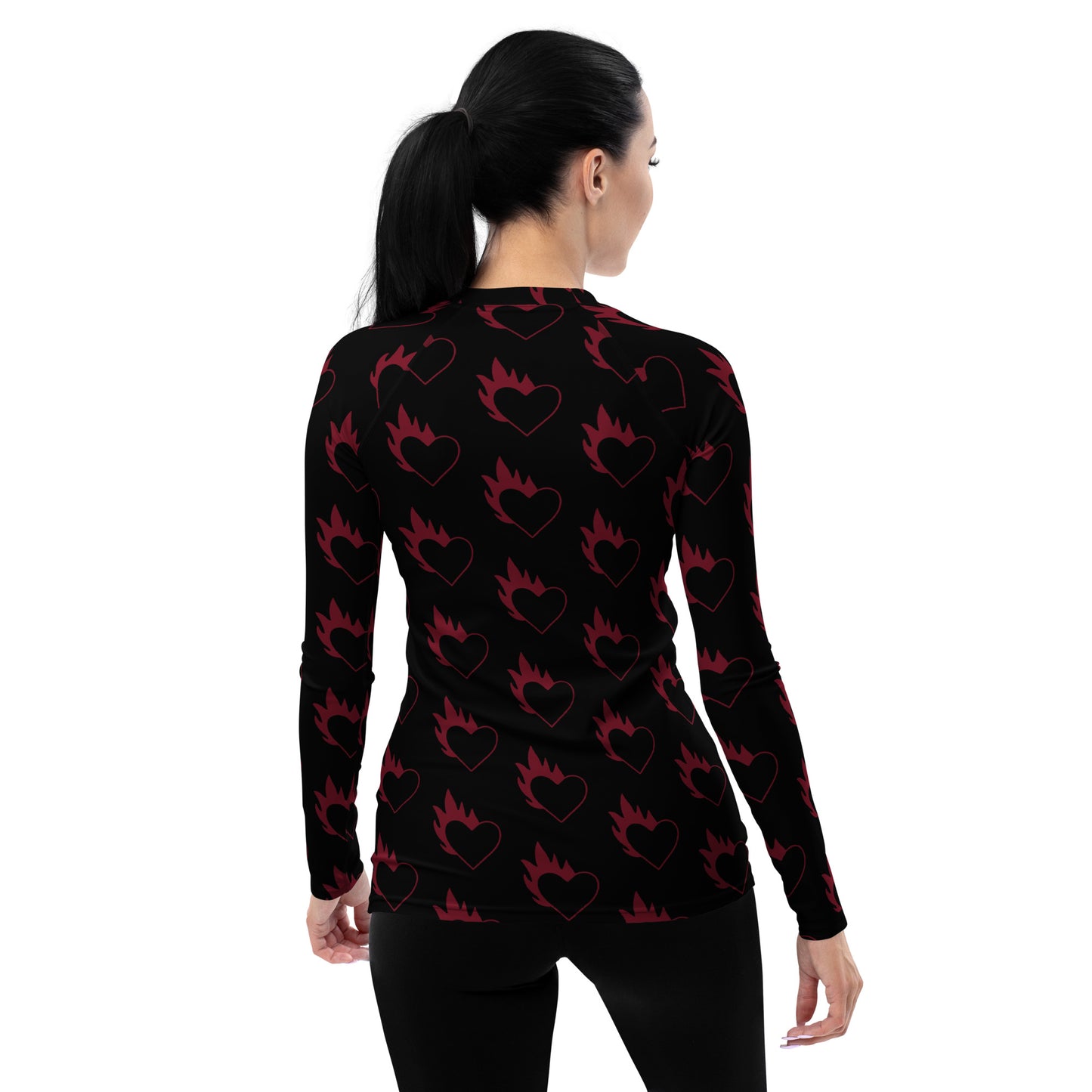 FLAMING HEART WOMEN'S RASH GUARD