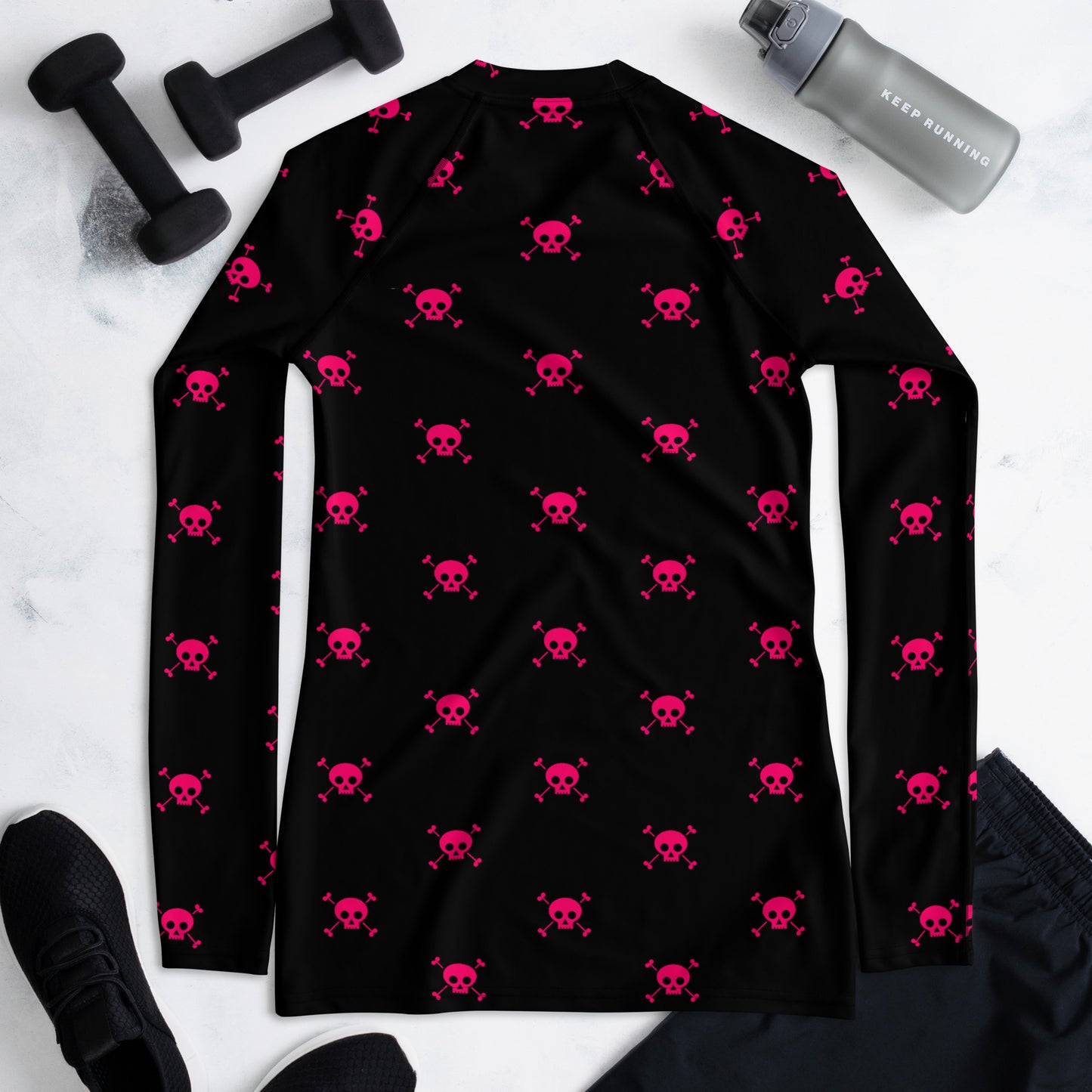 PINK SKULL & BONES WOMEN'S RASH GUARD