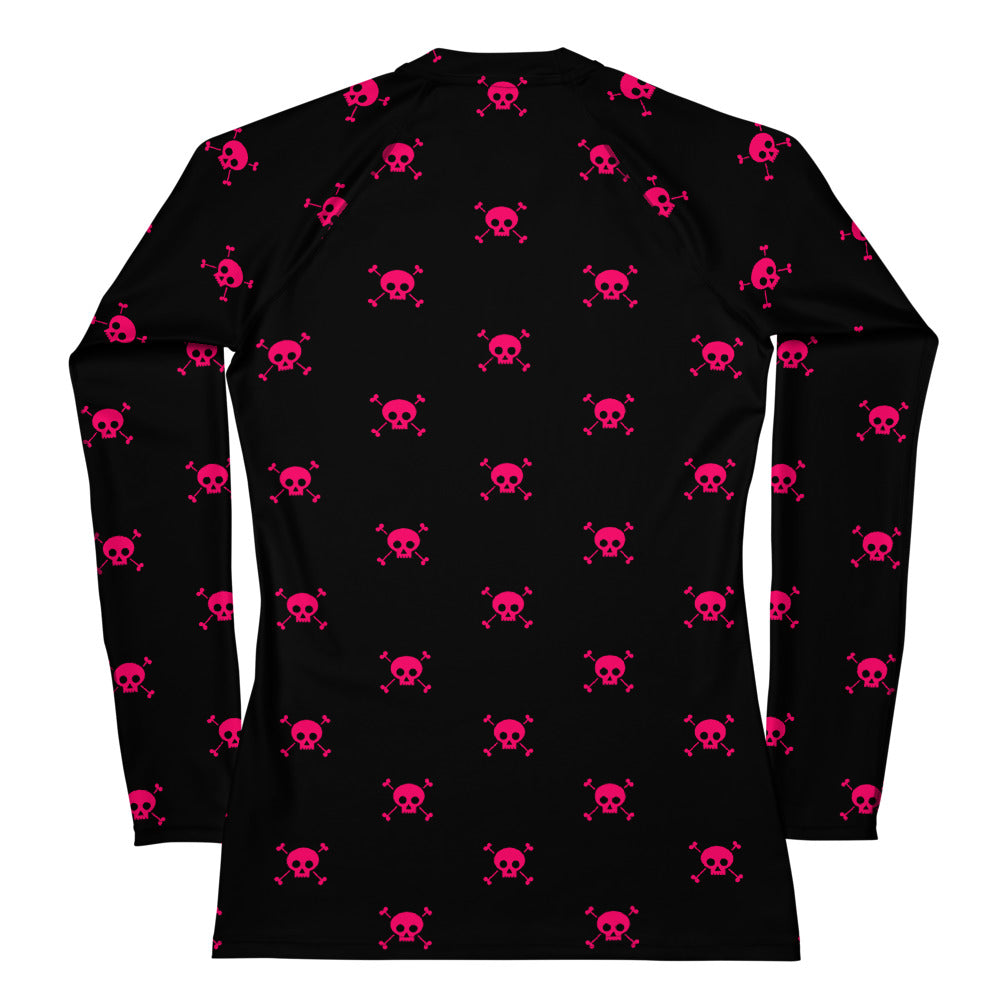 PINK SKULL & BONES WOMEN'S RASH GUARD