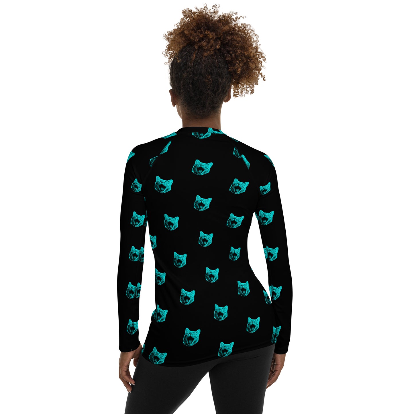 ELECTRIC BLUE CAT WOMEN'S RASH GUARD