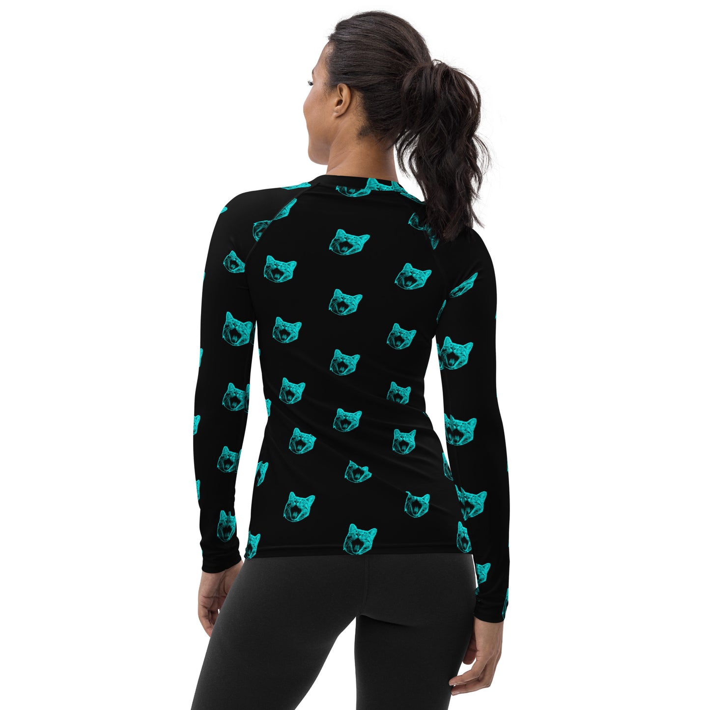 ELECTRIC BLUE CAT WOMEN'S RASH GUARD