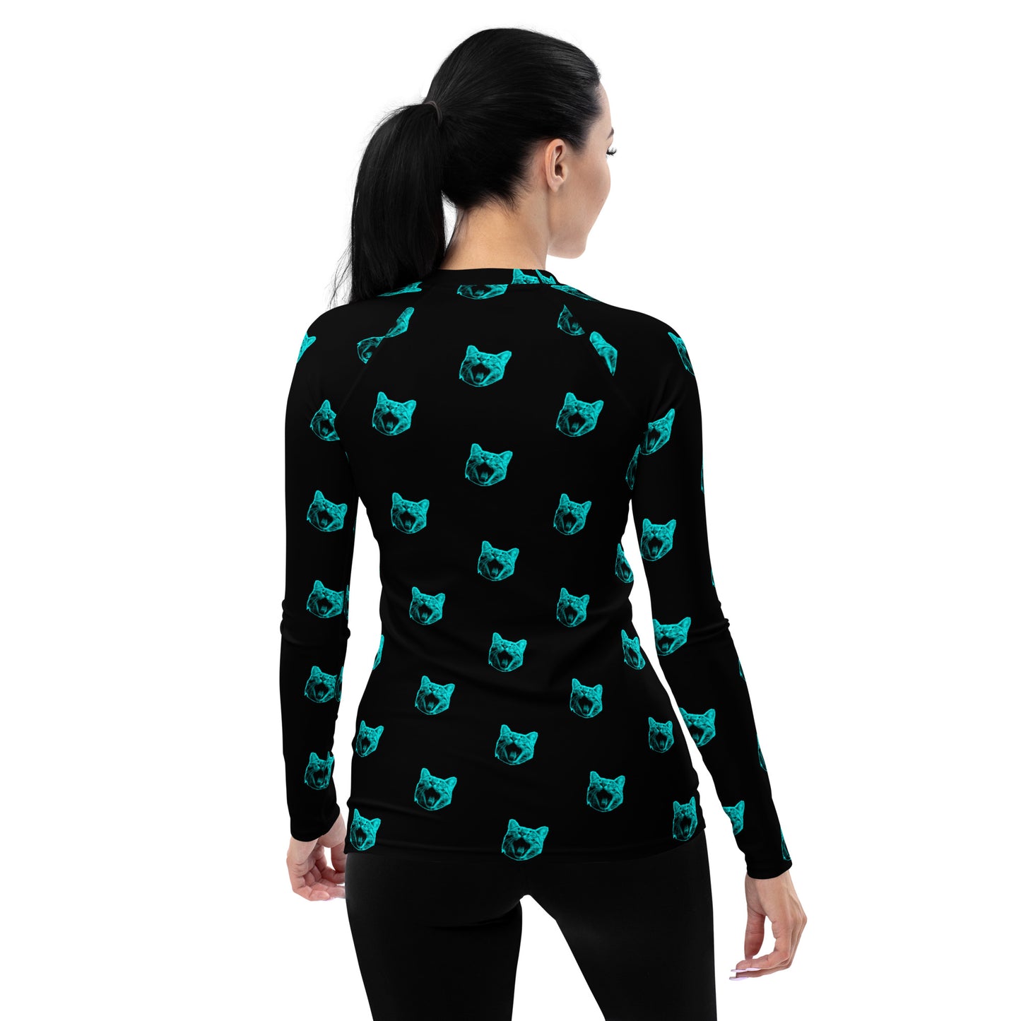 ELECTRIC BLUE CAT WOMEN'S RASH GUARD