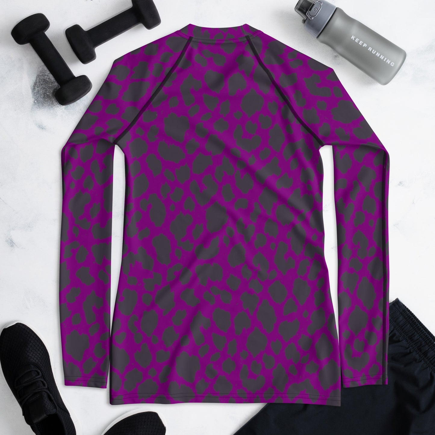 PURPLE LEOPARD WOMEN'S RASH GUARD