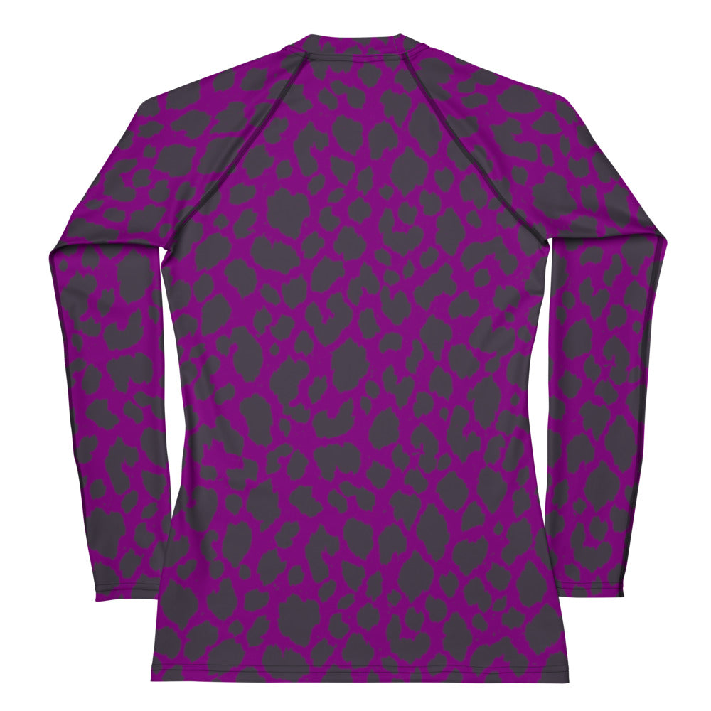 PURPLE LEOPARD WOMEN'S RASH GUARD