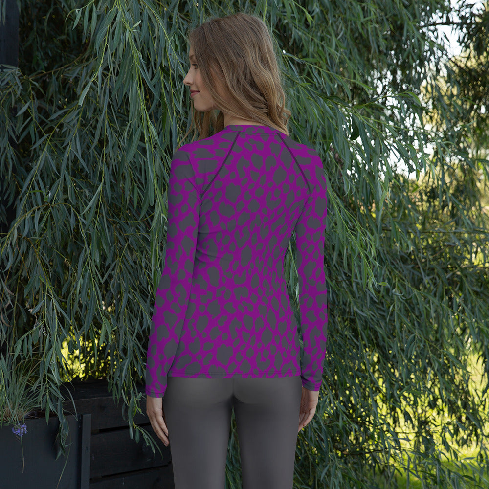 PURPLE LEOPARD WOMEN'S RASH GUARD
