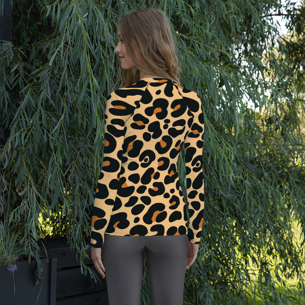 LEOPARD PRINT WOMEN'S RASH GUARD