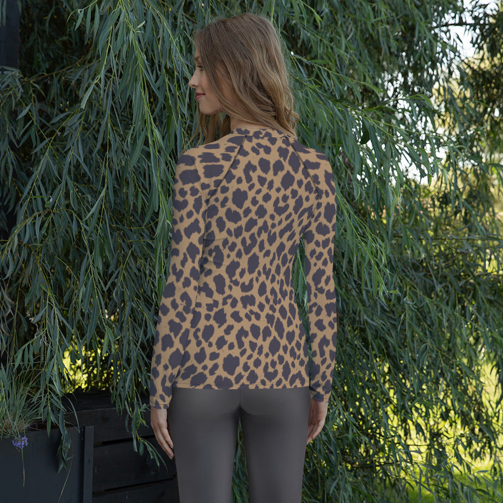 LEOPARD PRINT (B) WOMEN'S RASH GUARD