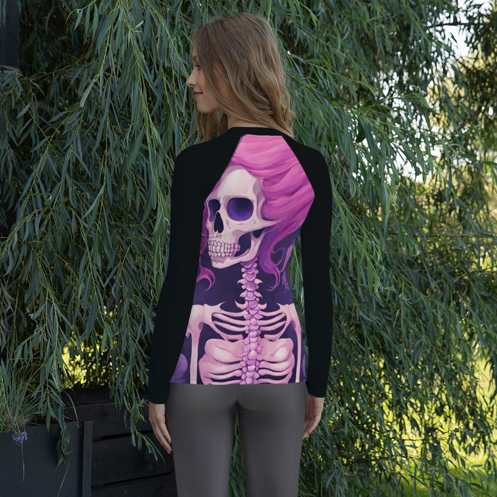 PINK SKELETON WOMEN'S RASH GUARD