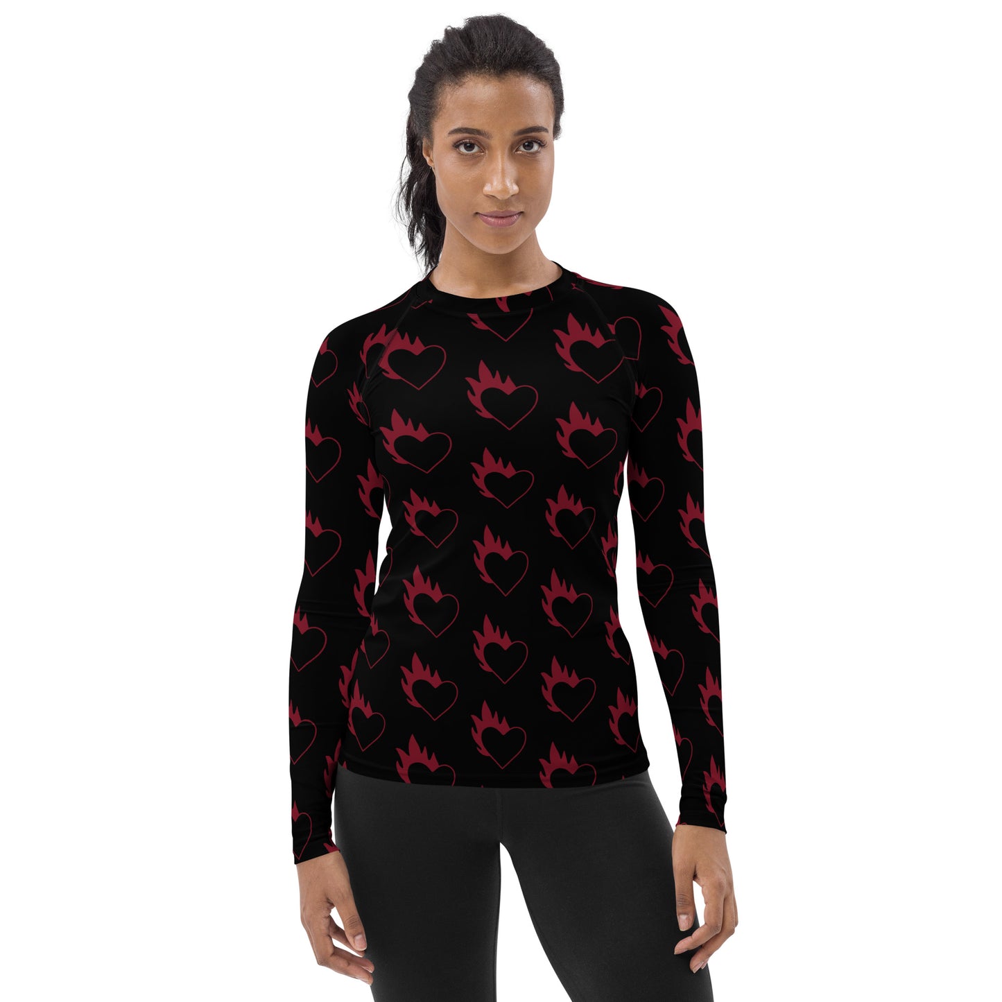 FLAMING HEART WOMEN'S RASH GUARD