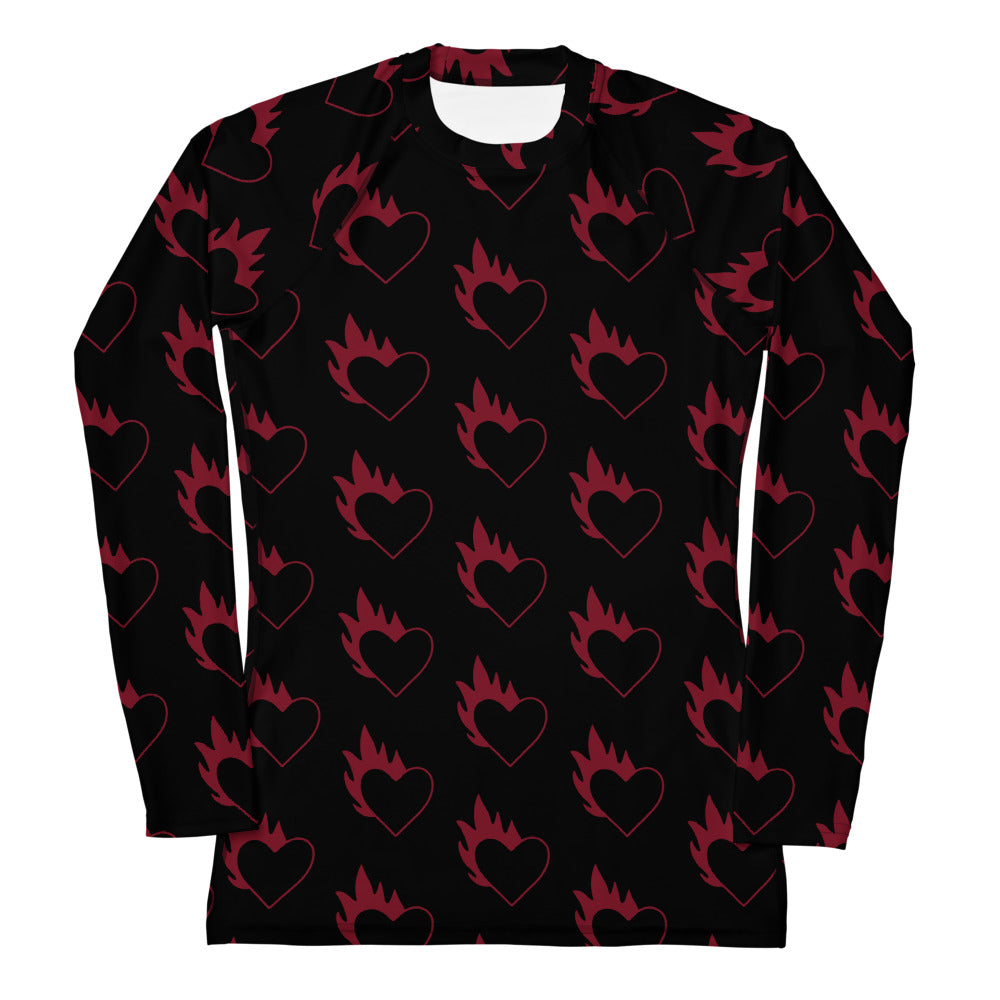 FLAMING HEART WOMEN'S RASH GUARD