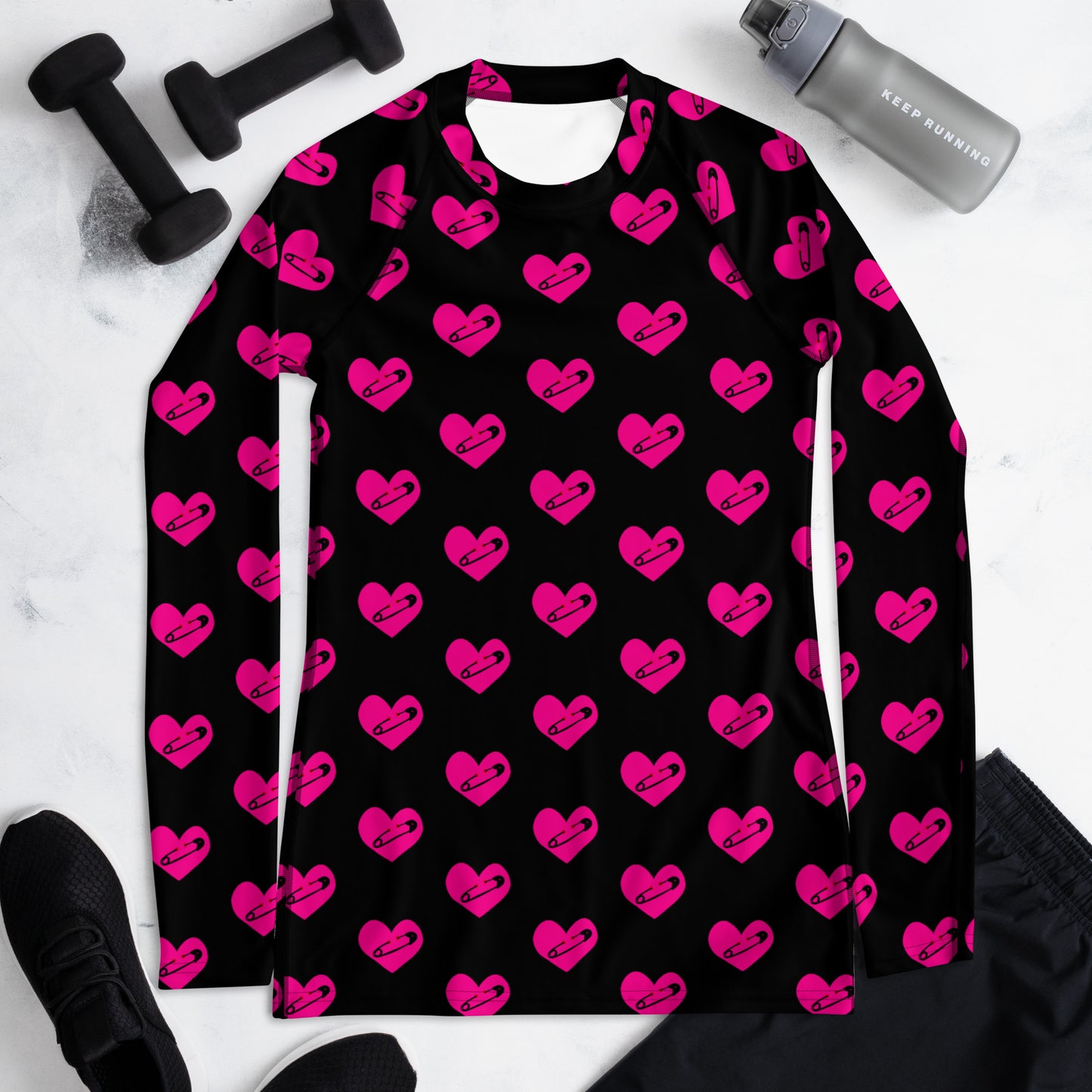 PINNED HEART WOMEN'S RASH GUARD