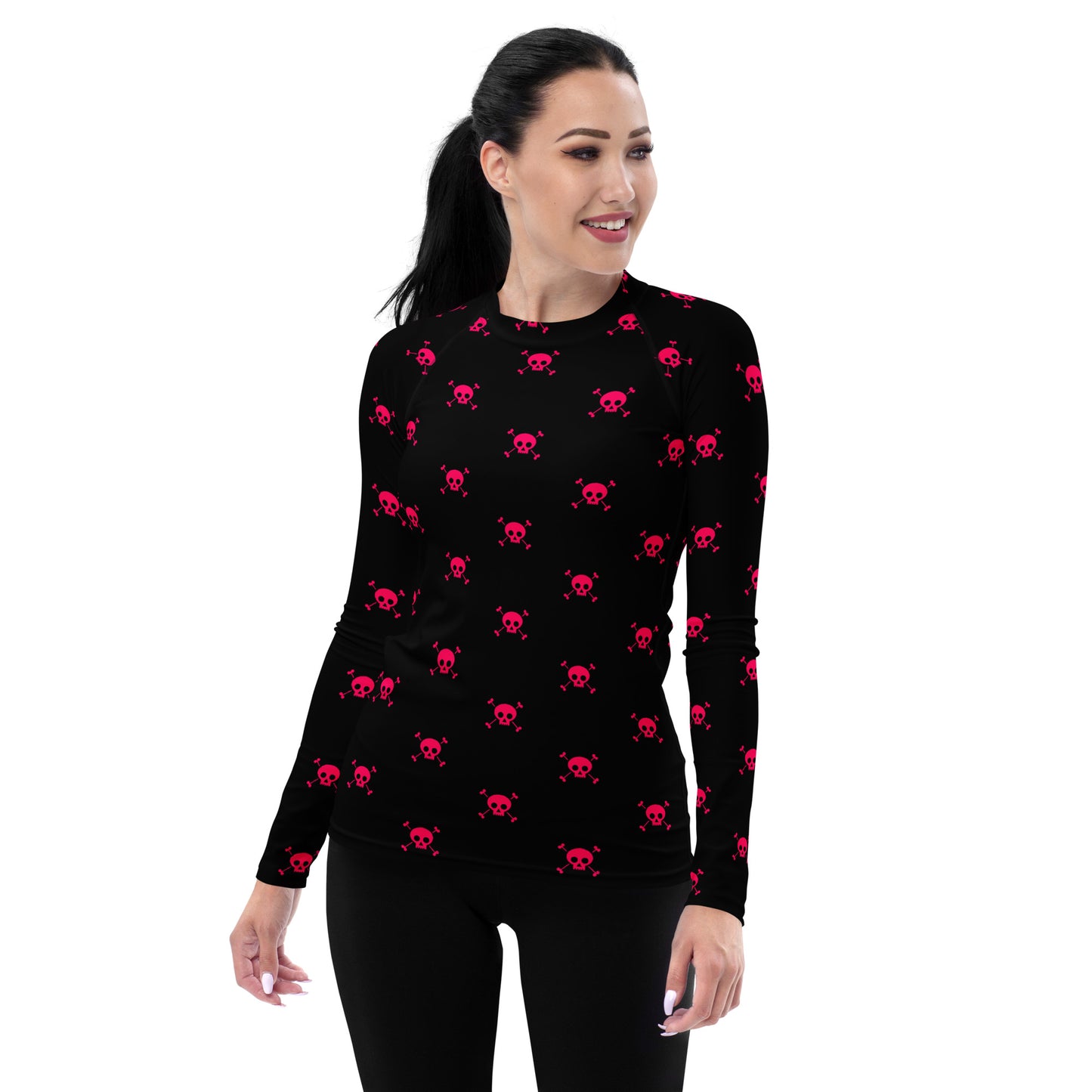 PINK SKULL & BONES WOMEN'S RASH GUARD