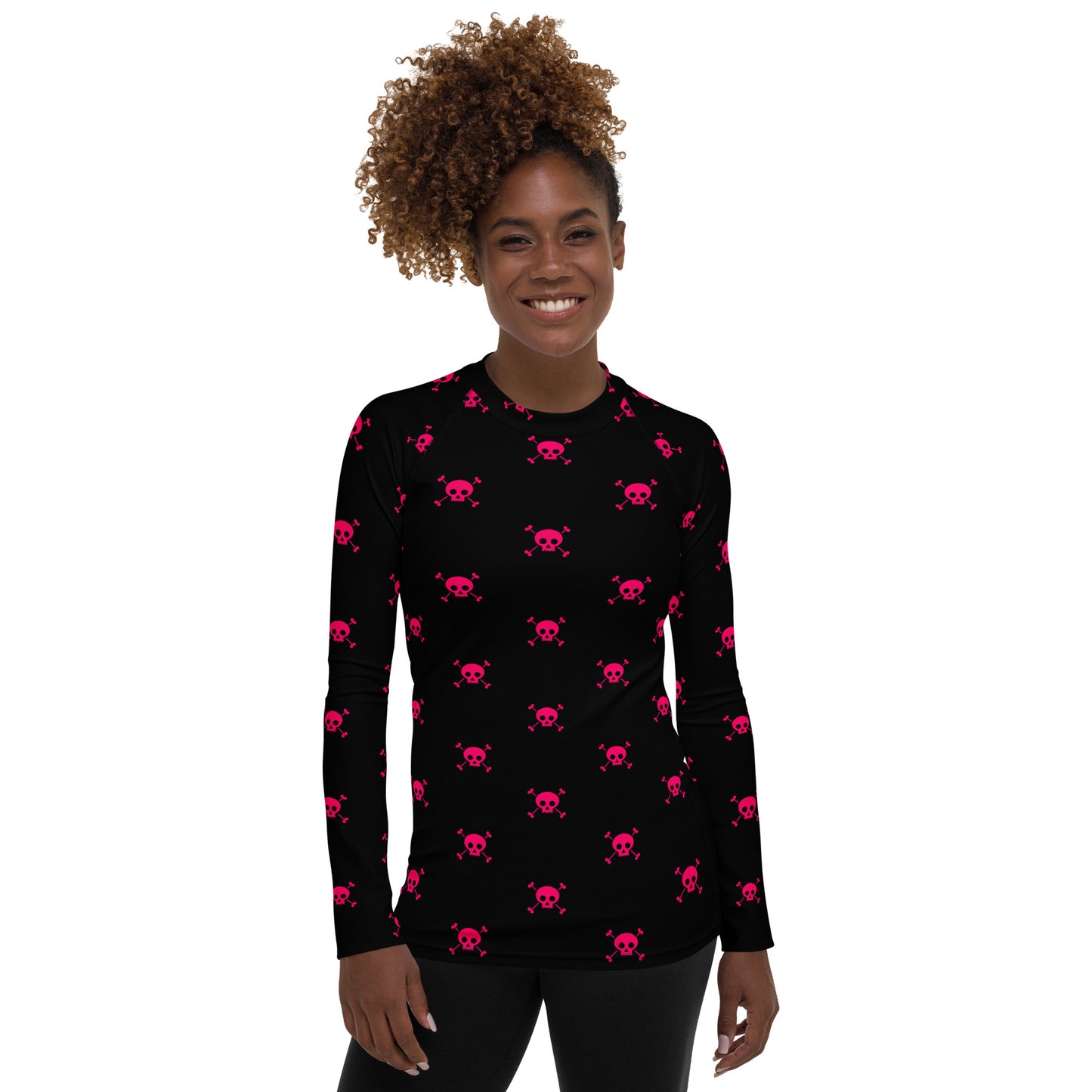 PINK SKULL & BONES WOMEN'S RASH GUARD